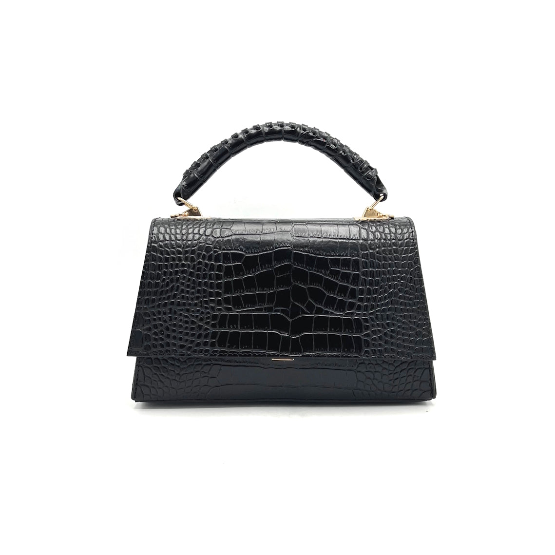 Women’s Croc-Embossed Genuine Leather Handbag with chain, Made in Italy, art. 112666