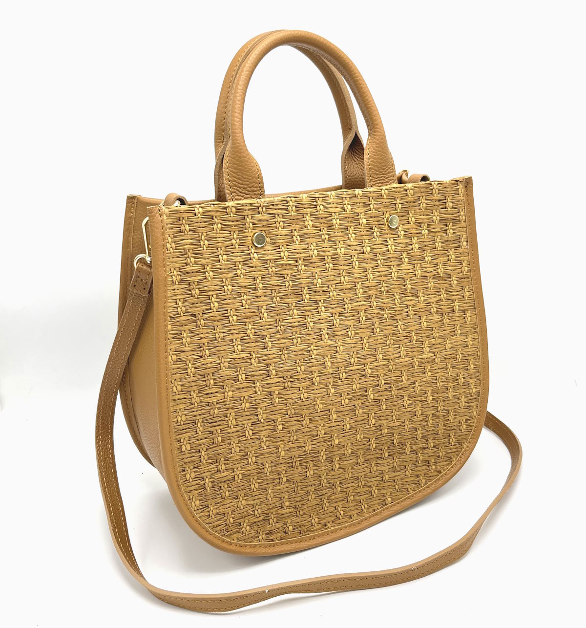 Genuine leather and straw bag, Made in Italy, art. 112464