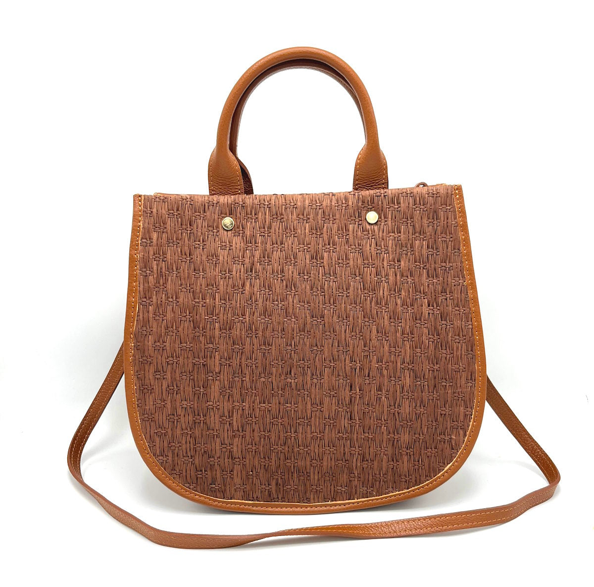 Genuine leather and straw bag, Made in Italy, art. 112464