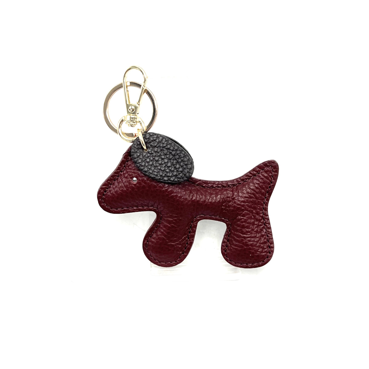 Portachiavi bicolore in vera pelle, design simpatico cucciolo, art. PO03BI