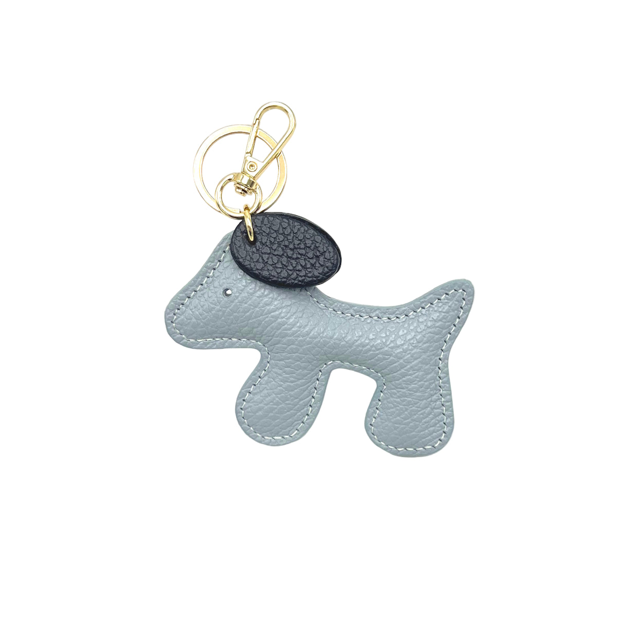 Portachiavi bicolore in vera pelle, design simpatico cucciolo, art. PO03BI