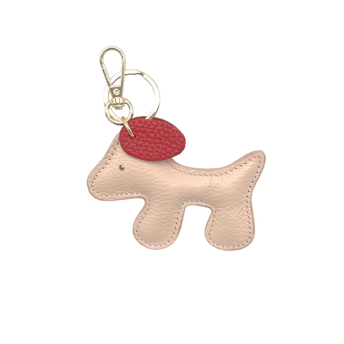 Portachiavi bicolore in vera pelle, design simpatico cucciolo, art. PO03BI