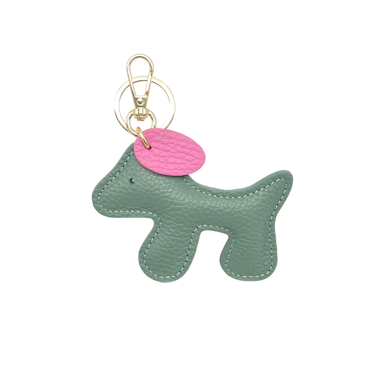 Portachiavi bicolore in vera pelle, design simpatico cucciolo, art. PO03BI