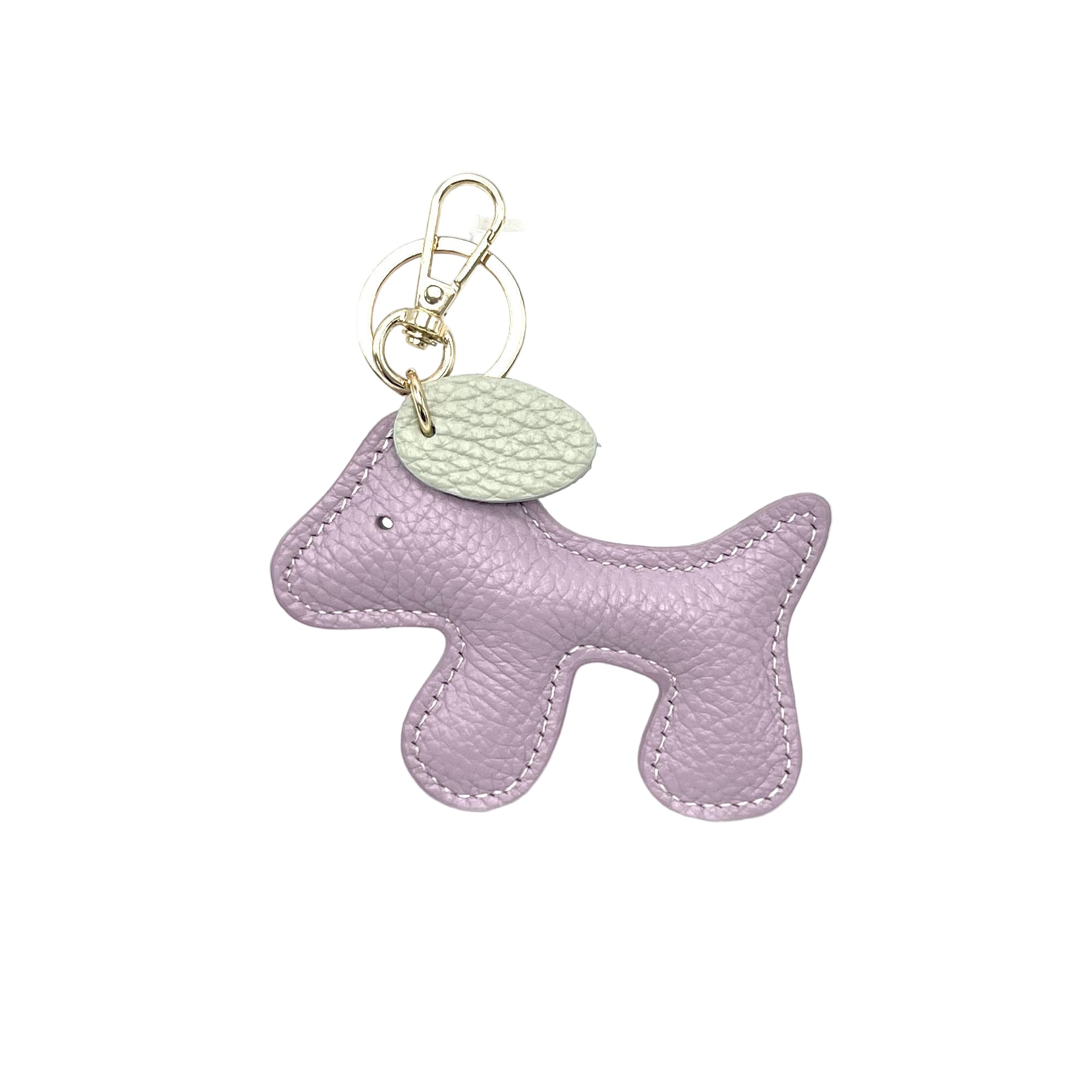 Portachiavi bicolore in vera pelle, design simpatico cucciolo, art. PO03BI