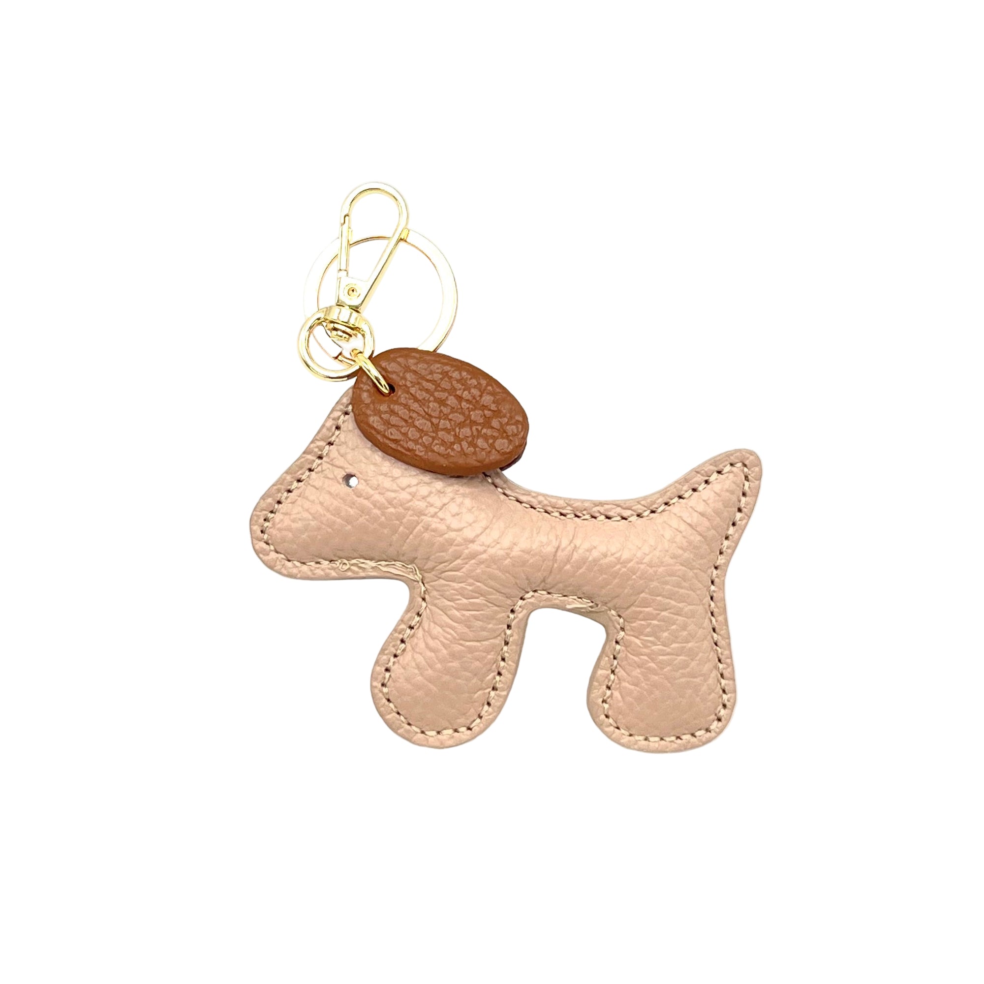 Portachiavi bicolore in vera pelle, design simpatico cucciolo, art. PO03BI