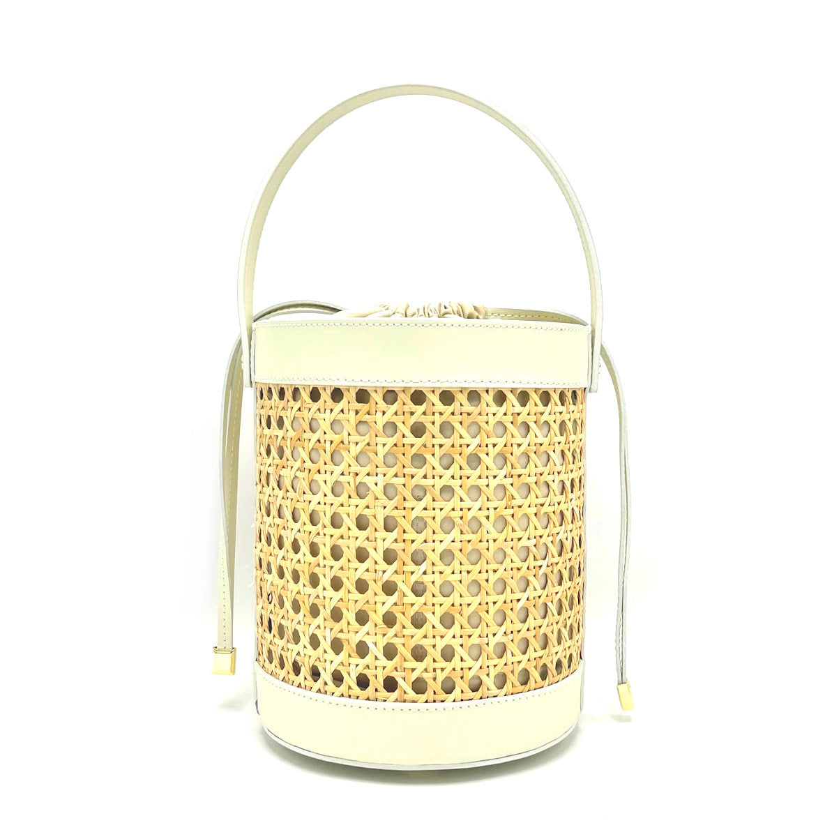 Summer collection leather and vienna straw bucket bag, Made in Italy, Medium, art. 112469