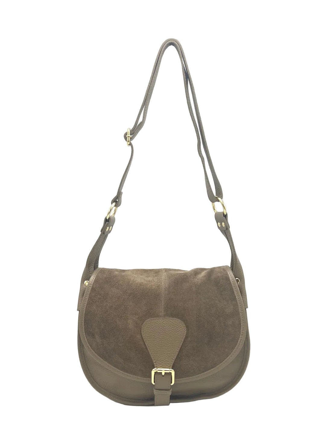 Women's Suede Leather Saddle Bag, Made in Italy, art. 112642New
