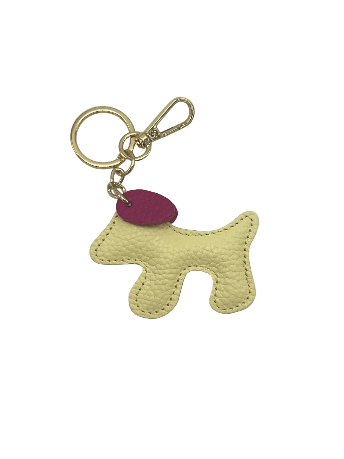 Small Bicolor Genuine Leather Dog Keychain – Cute Puppy Bag Charm, Art. PO03S