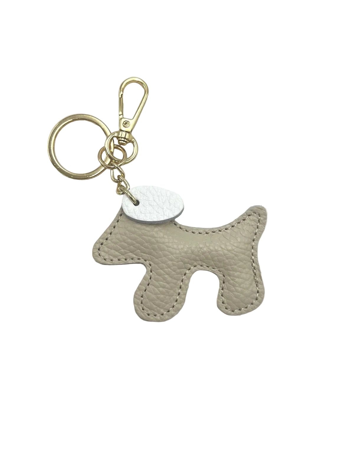 Small Bicolor Genuine Leather Dog Keychain – Cute Puppy Bag Charm, Art. PO03S