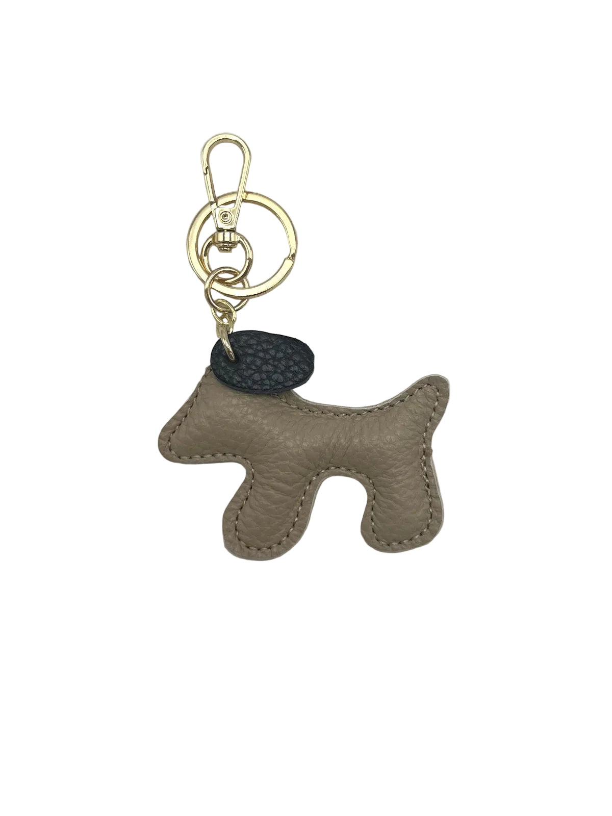 Small Bicolor Genuine Leather Dog Keychain – Cute Puppy Bag Charm, Art. PO03S