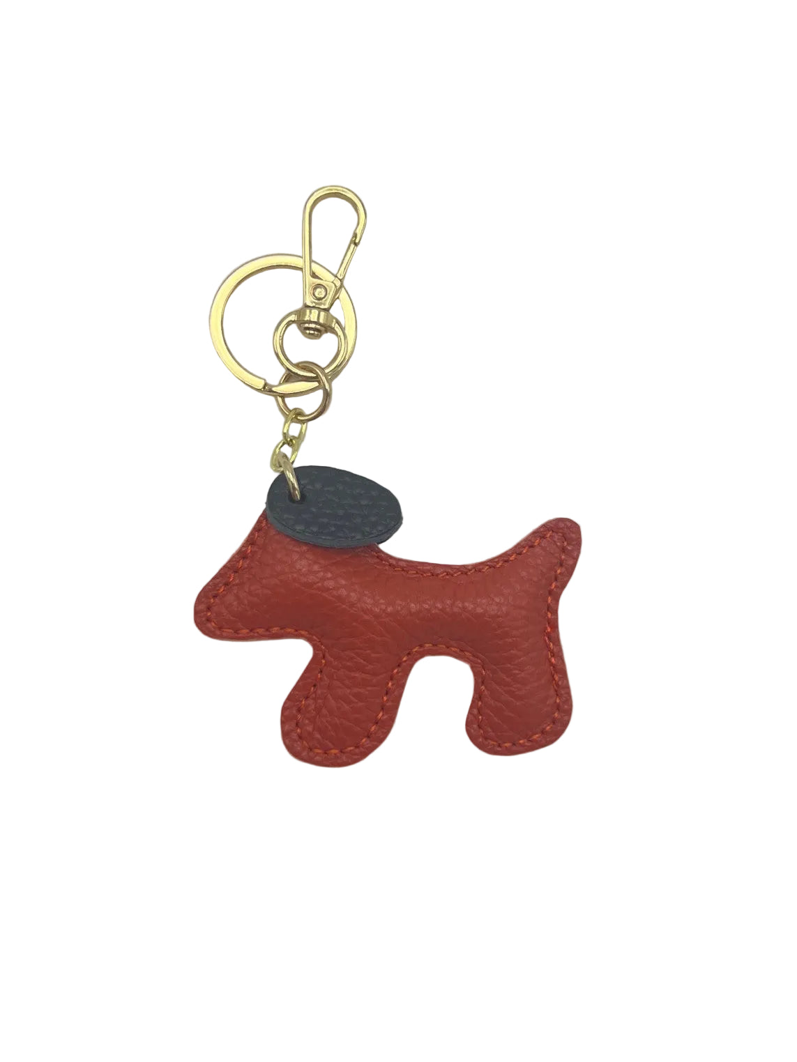 Small Bicolor Genuine Leather Dog Keychain – Cute Puppy Bag Charm, Art. PO03S