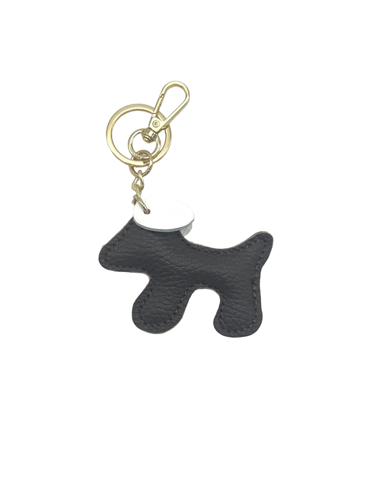 Small Bicolor Genuine Leather Dog Keychain – Cute Puppy Bag Charm, Art. PO03S