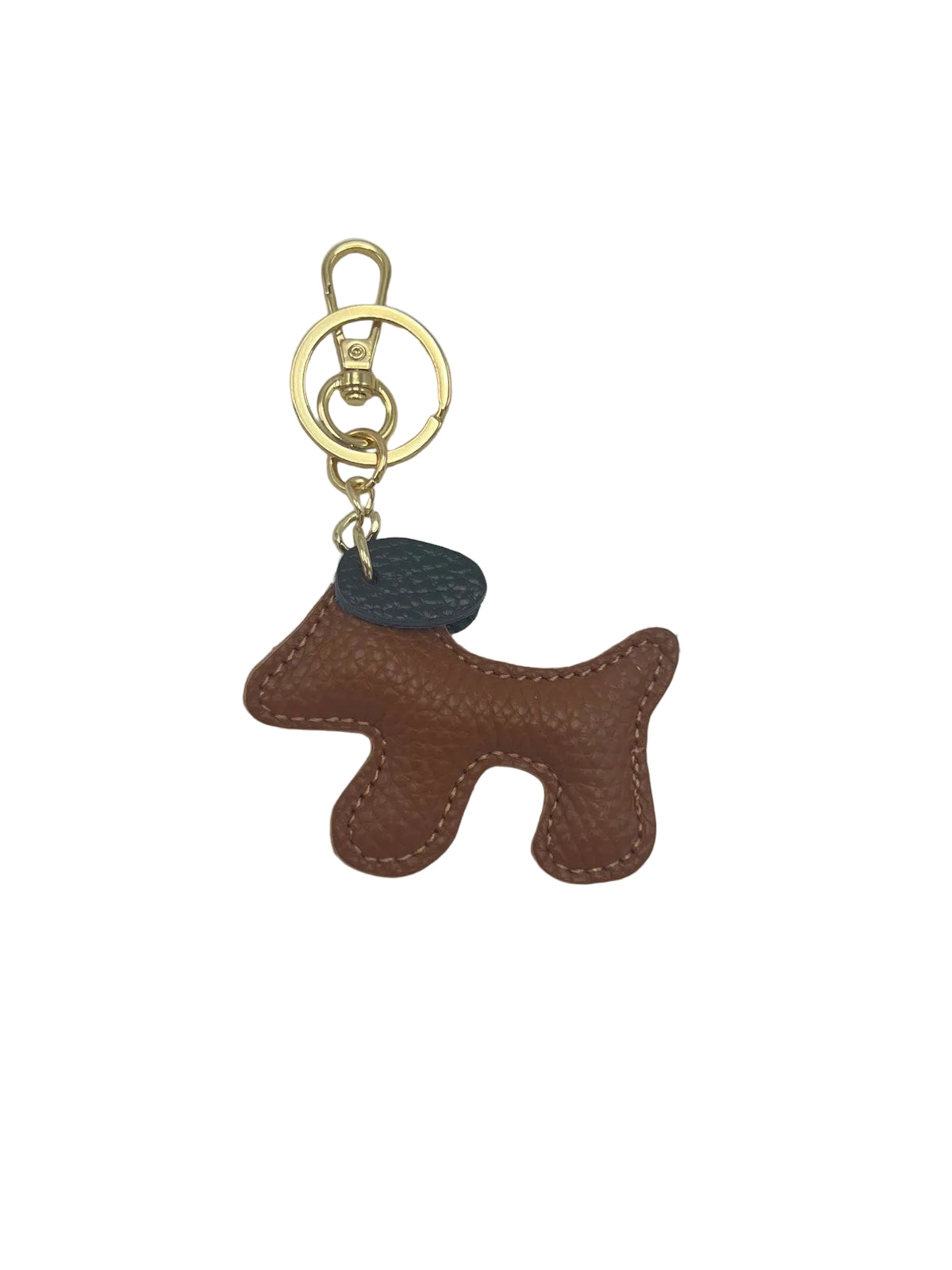 Small Bicolor Genuine Leather Dog Keychain – Cute Puppy Bag Charm, Art. PO03S