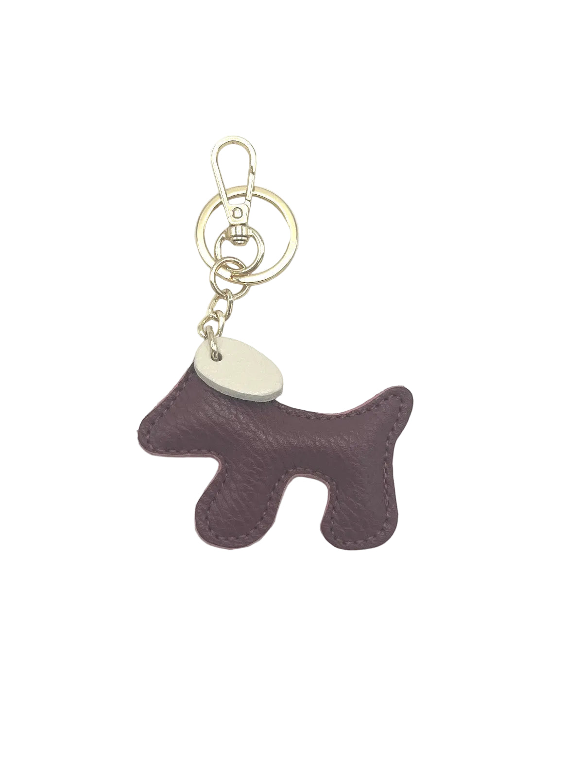 Small Bicolor Genuine Leather Dog Keychain – Cute Puppy Bag Charm, Art. PO03S