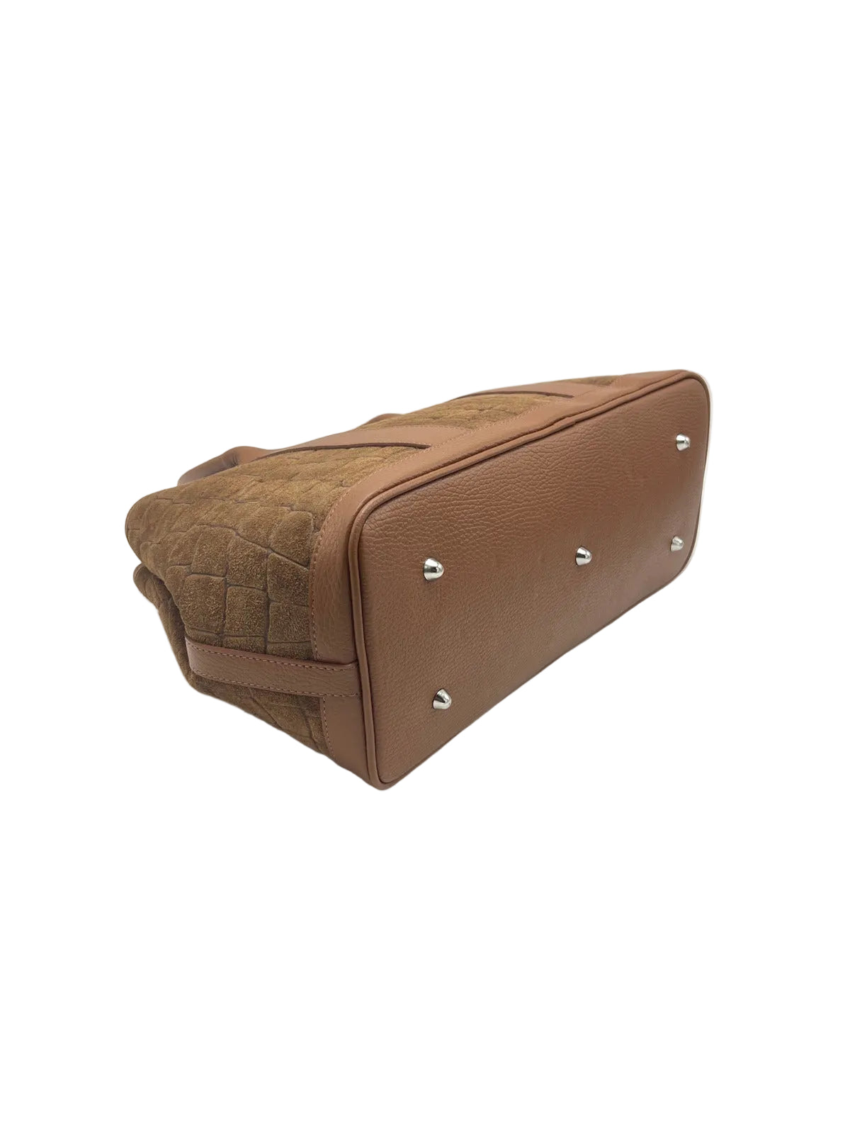 Genuine Leather & Suede Croc-Embossed Top Handle Bag, Made in Italy, art. 112787
