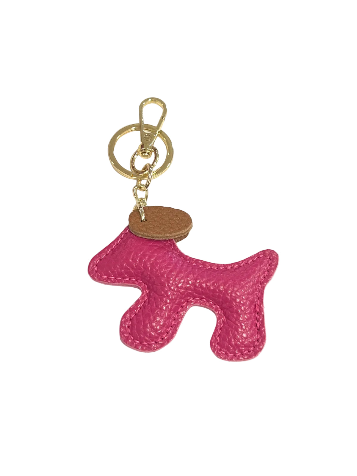 Small Bicolor Genuine Leather Dog Keychain – Cute Puppy Bag Charm, Art. PO03S