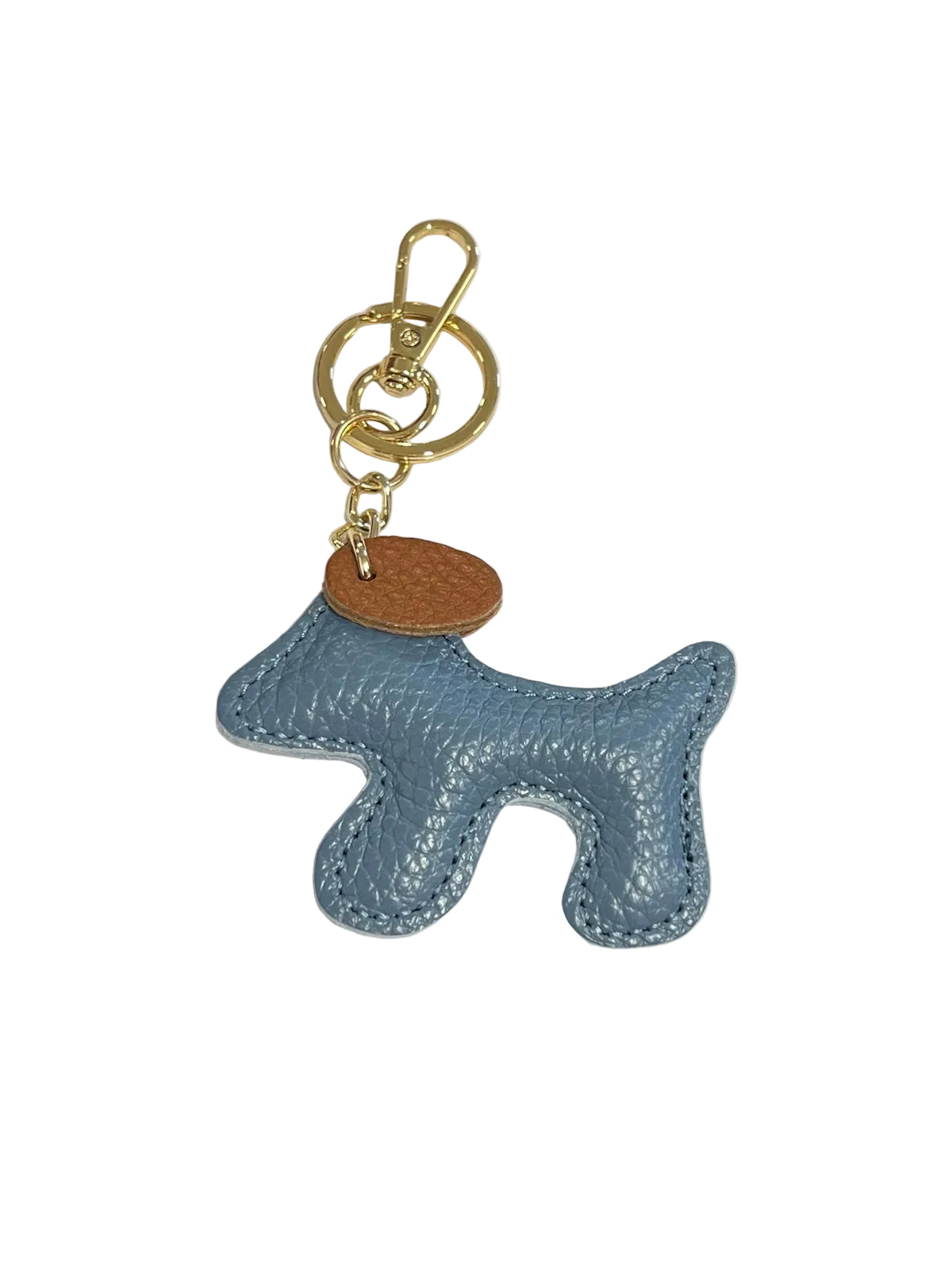 Small Bicolor Genuine Leather Dog Keychain – Cute Puppy Bag Charm, Art. PO03S