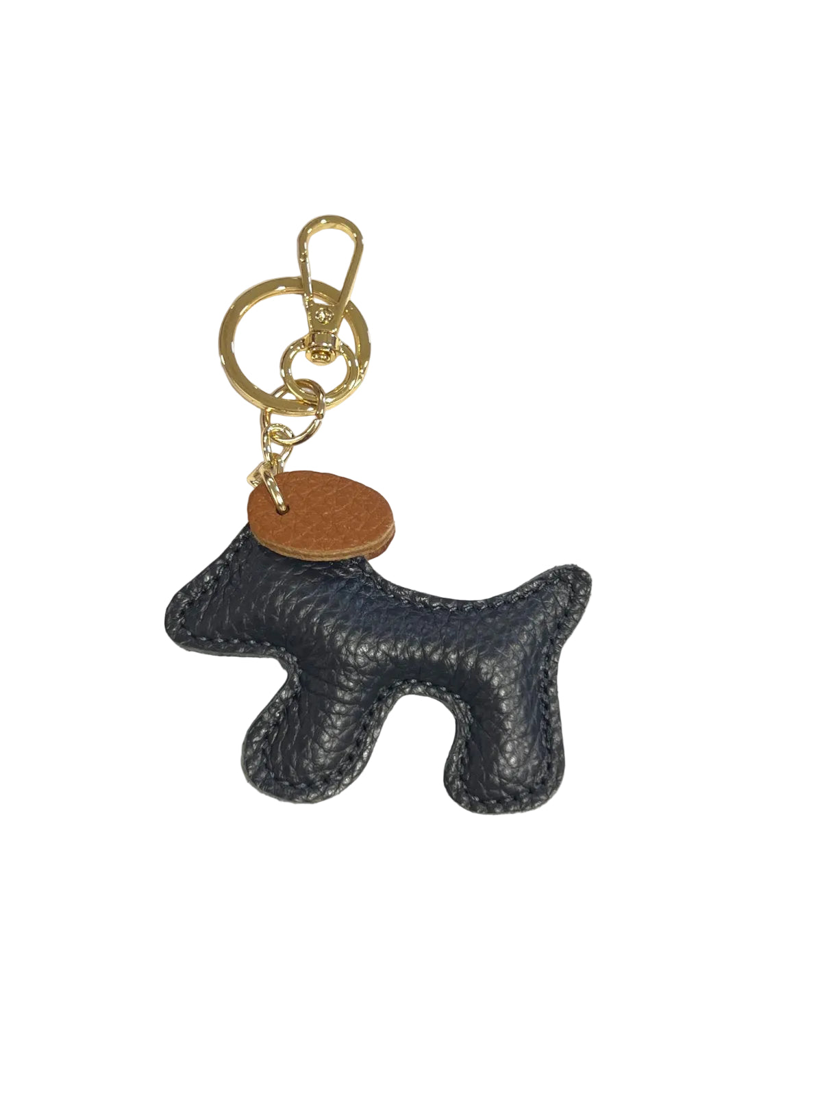 Small Bicolor Genuine Leather Dog Keychain – Cute Puppy Bag Charm, Art. PO03S