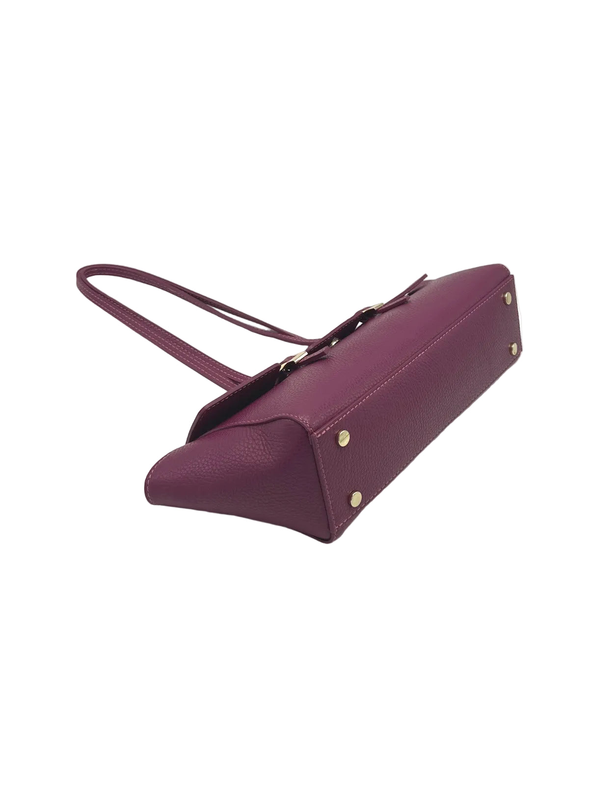 Women's Genuine Leather East-West Tote Bag with Double Buckle Detail, Made in Italy, art. 112791