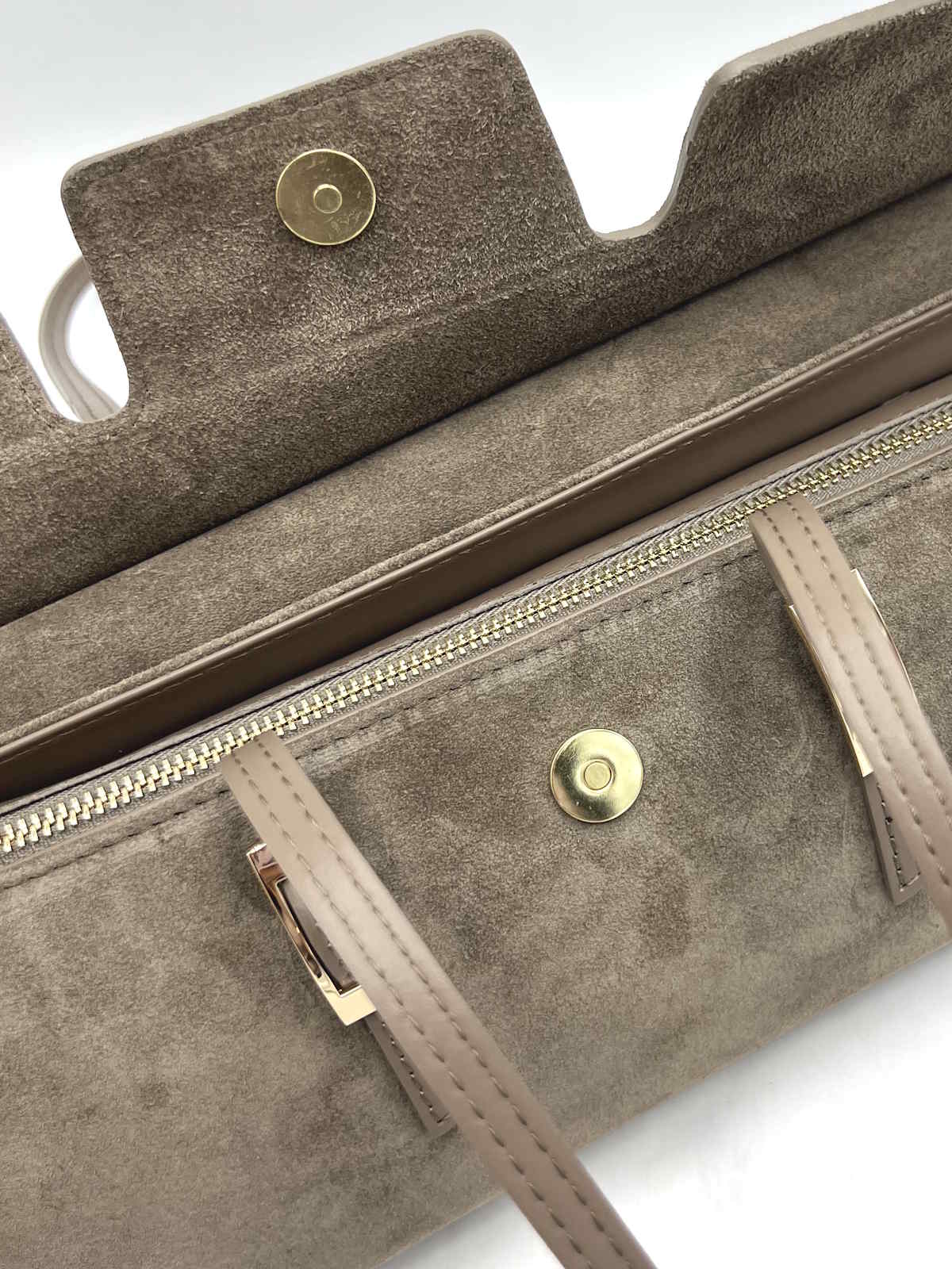 Women's Suede East-West Tote Bag with Double Buckle Detail, Made in Italy, art. 112794