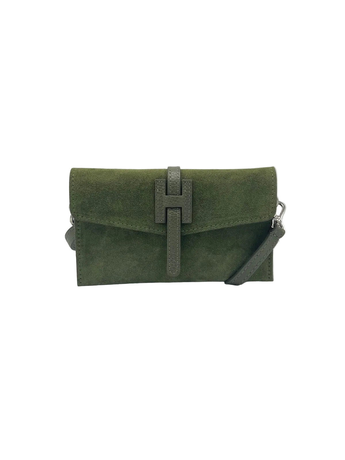 Suede and Genuine Leather Mini Clutch Bag, Made in Italy, Art. 112795