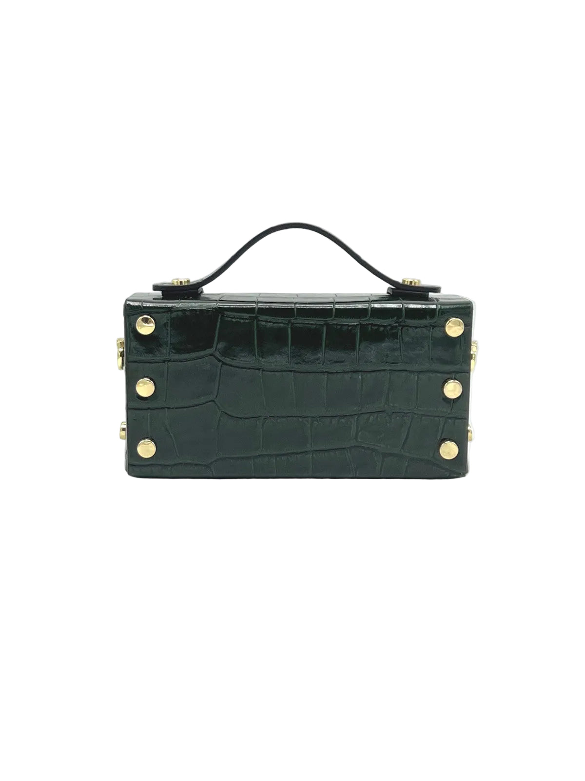 Glossy Croc-Embossed Leather Chain Shoulder Bag, Made in Italy, art. 112797