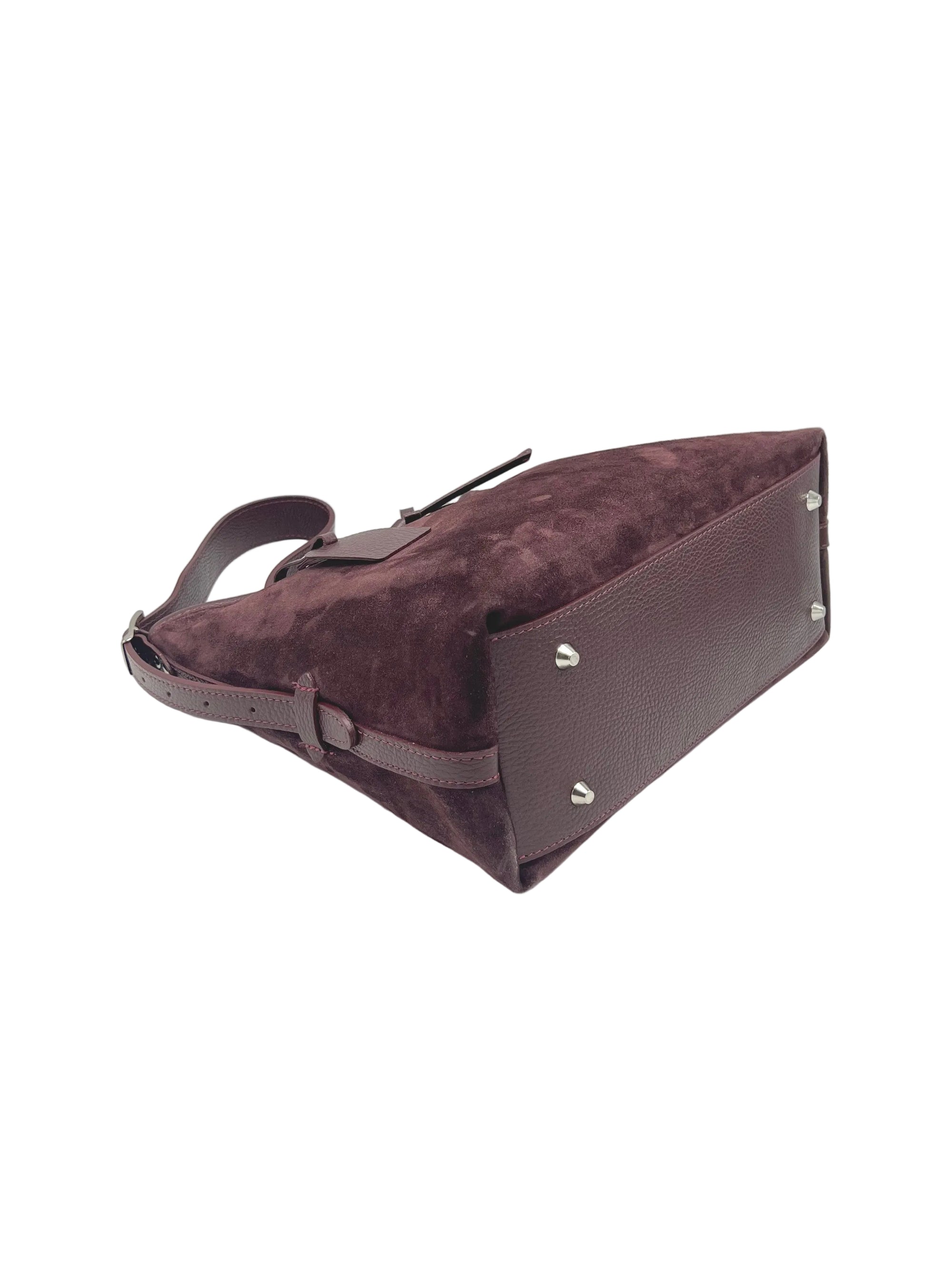 Genuine Leather and Suede Shoulder Bag, Made in Italy, art. 112798