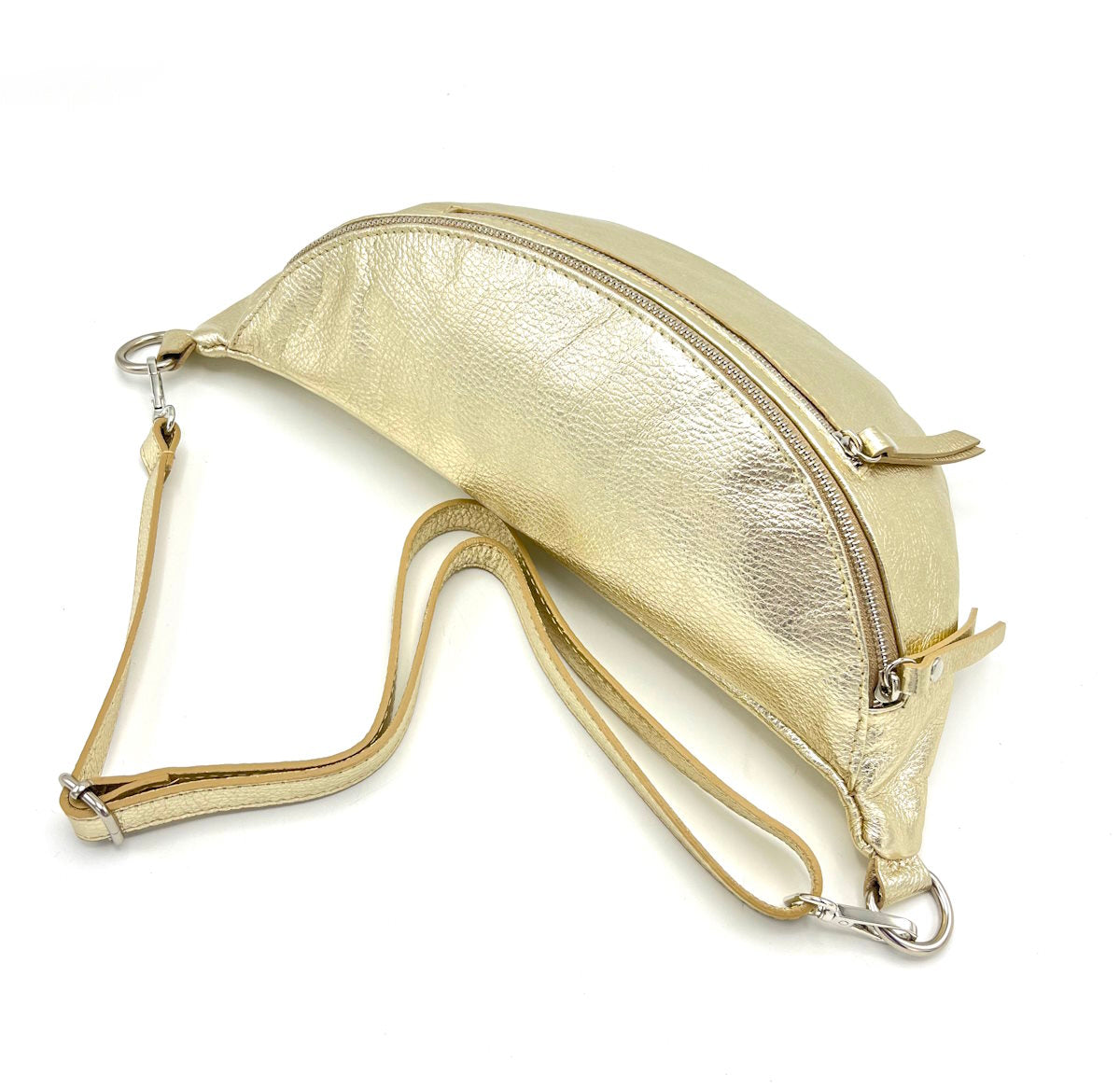 Borsa A Tracolla In Vera Pelle Per Donna - Modello T154 - Elegante E Spaziosa, Colore Argento - Foto 6