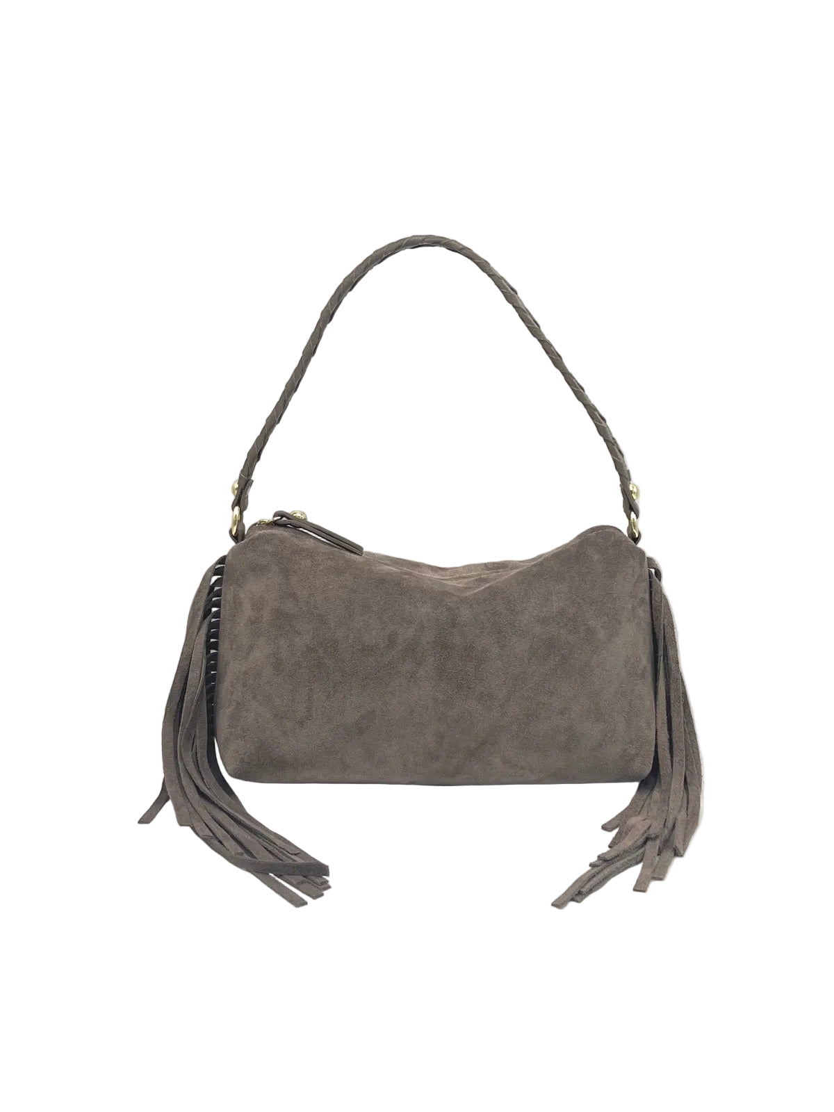 Suede Fringe Shoulder & Crossbody Bag with Detachable Strap, Made in Italy, art. 112799