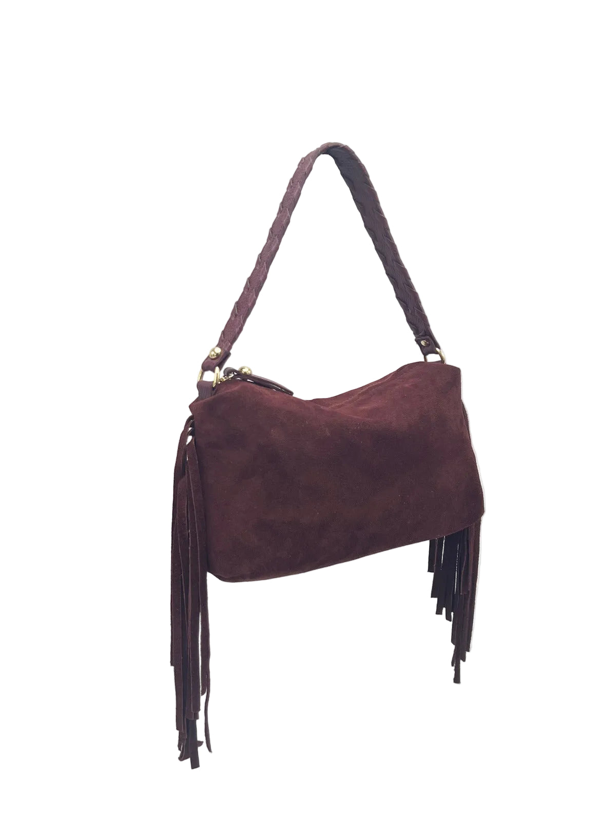 Suede Fringe Shoulder & Crossbody Bag with Detachable Strap, Made in Italy, art. 112799