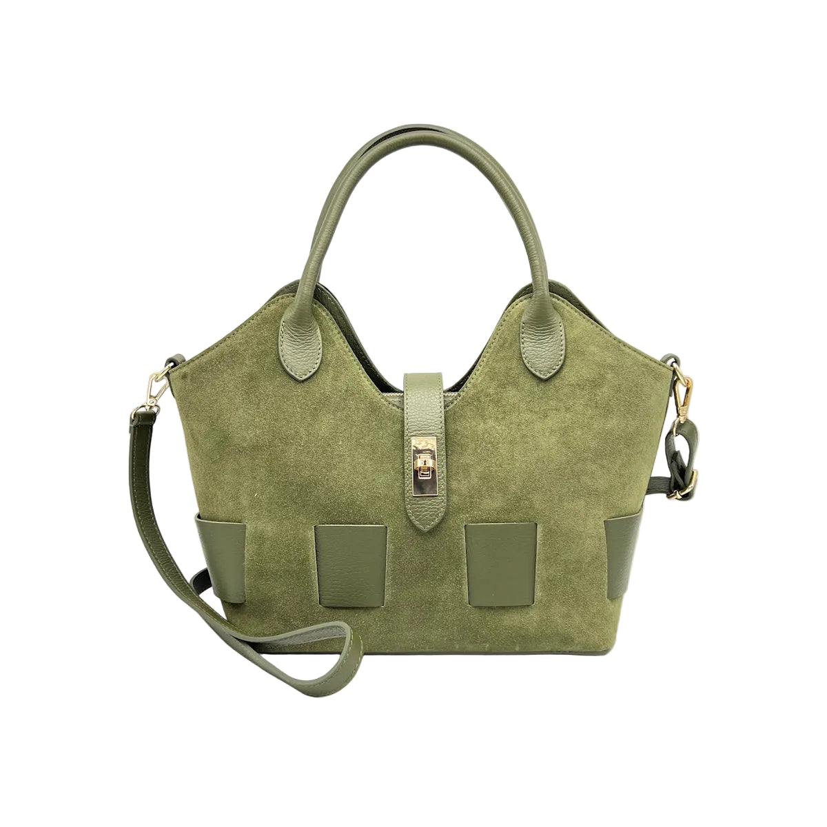 Suede leather handbag with crossbody strap, Made in Italy, art. 112683
