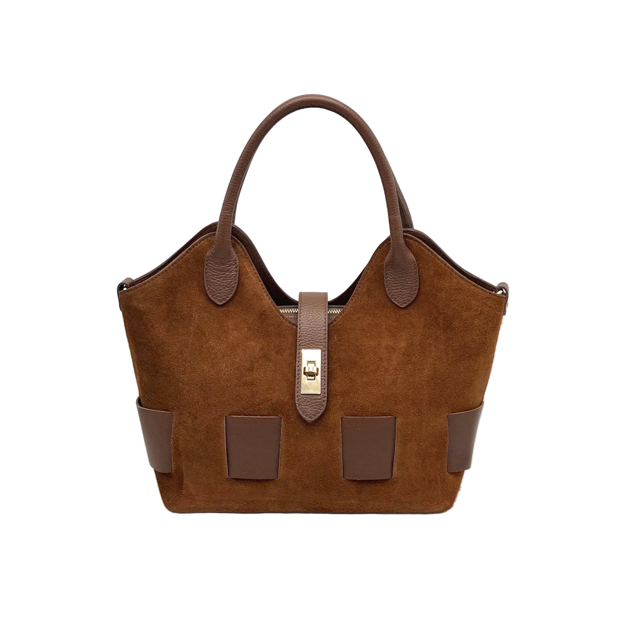 Suede leather handbag with crossbody strap, Made in Italy, art. 112683