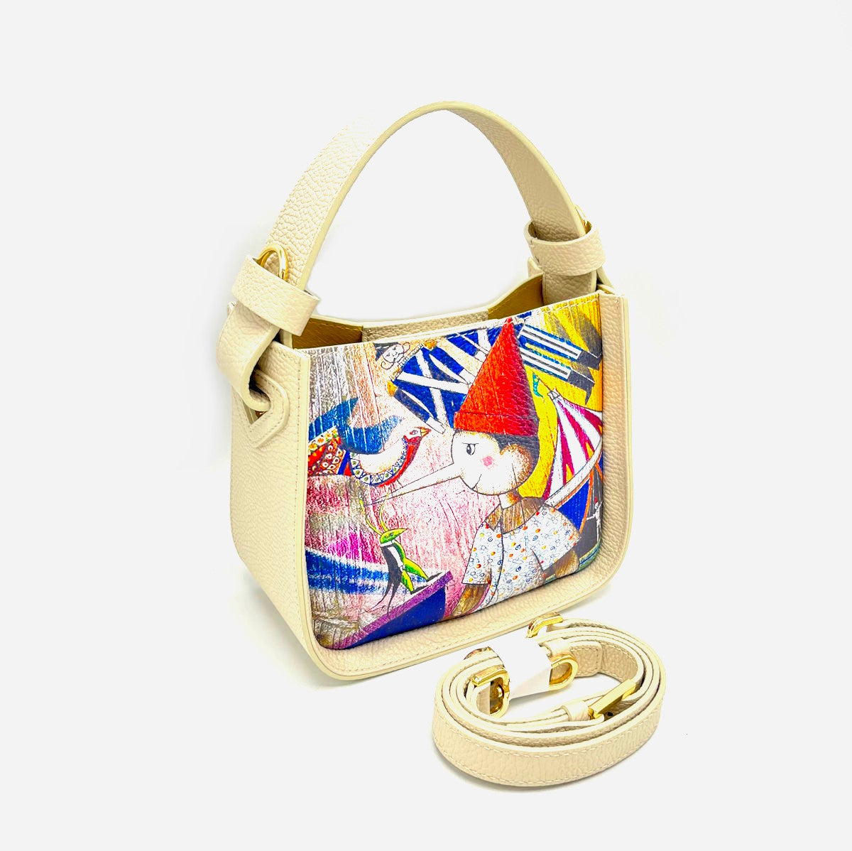 Printed genuine leather handbag, Made in Italy, art. 112482