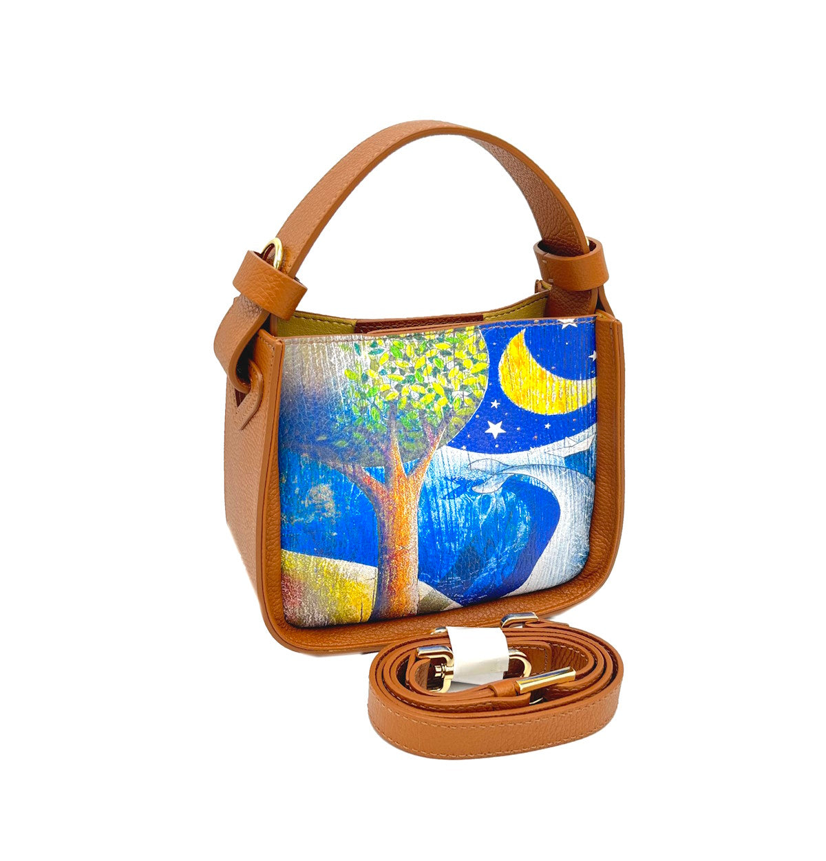 Printed genuine leather handbag, Made in Italy, art. 112482