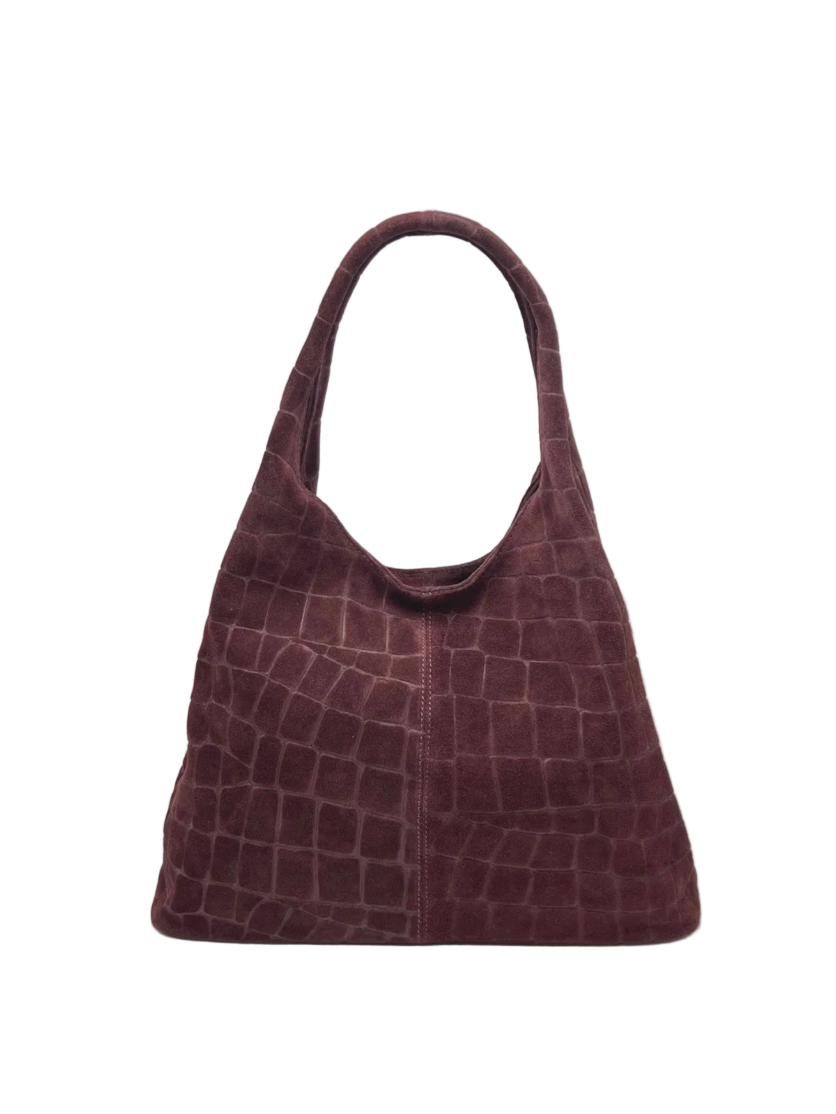 Genuine Suede Croc-Embossed Hobo Bag, Made in Italy, art. 112810