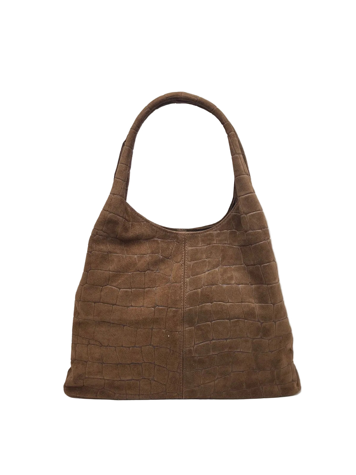 Genuine Suede Croc-Embossed Hobo Bag, Made in Italy, art. 112810