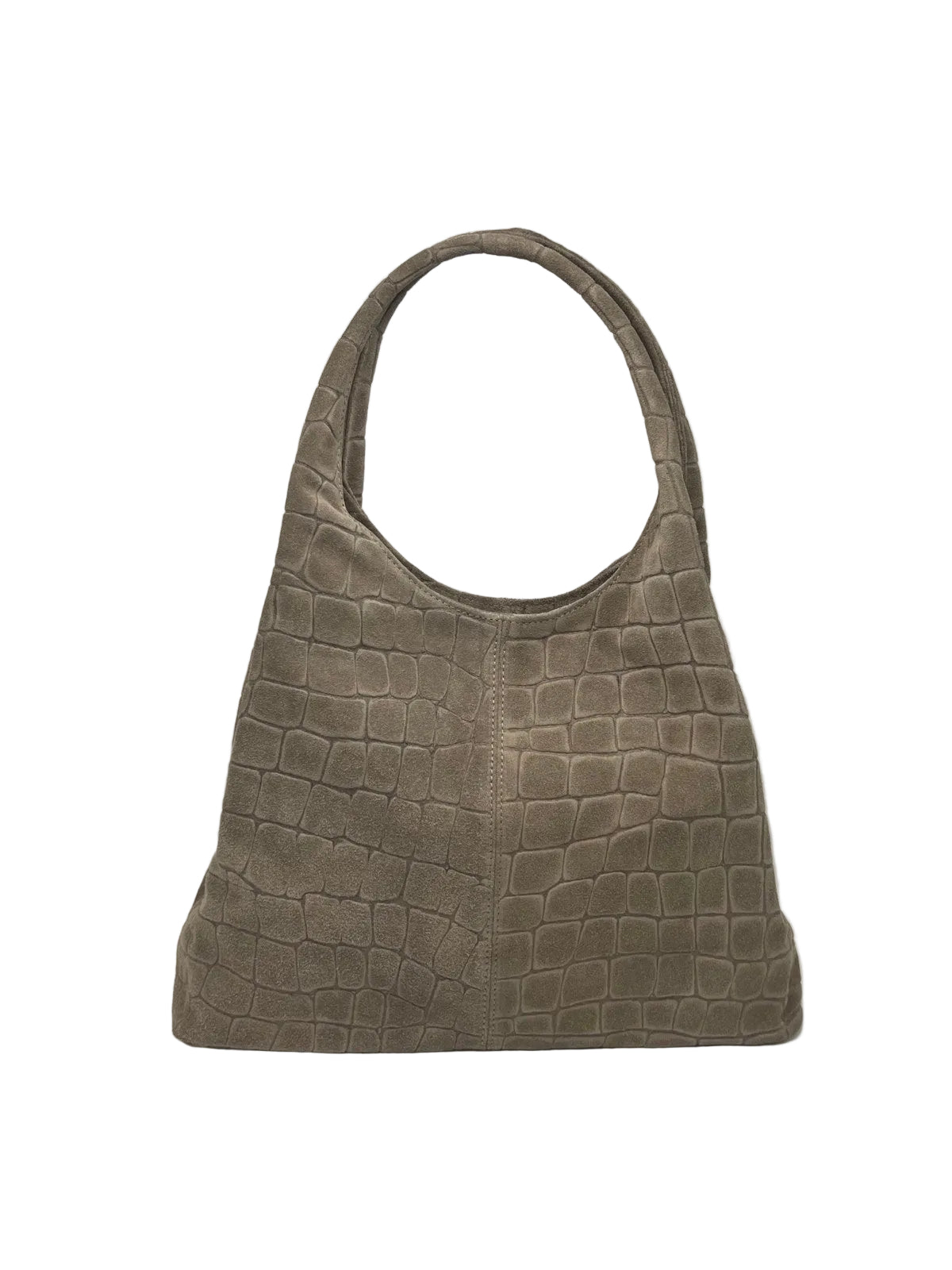 Genuine Suede Croc-Embossed Hobo Bag, Made in Italy, art. 112810