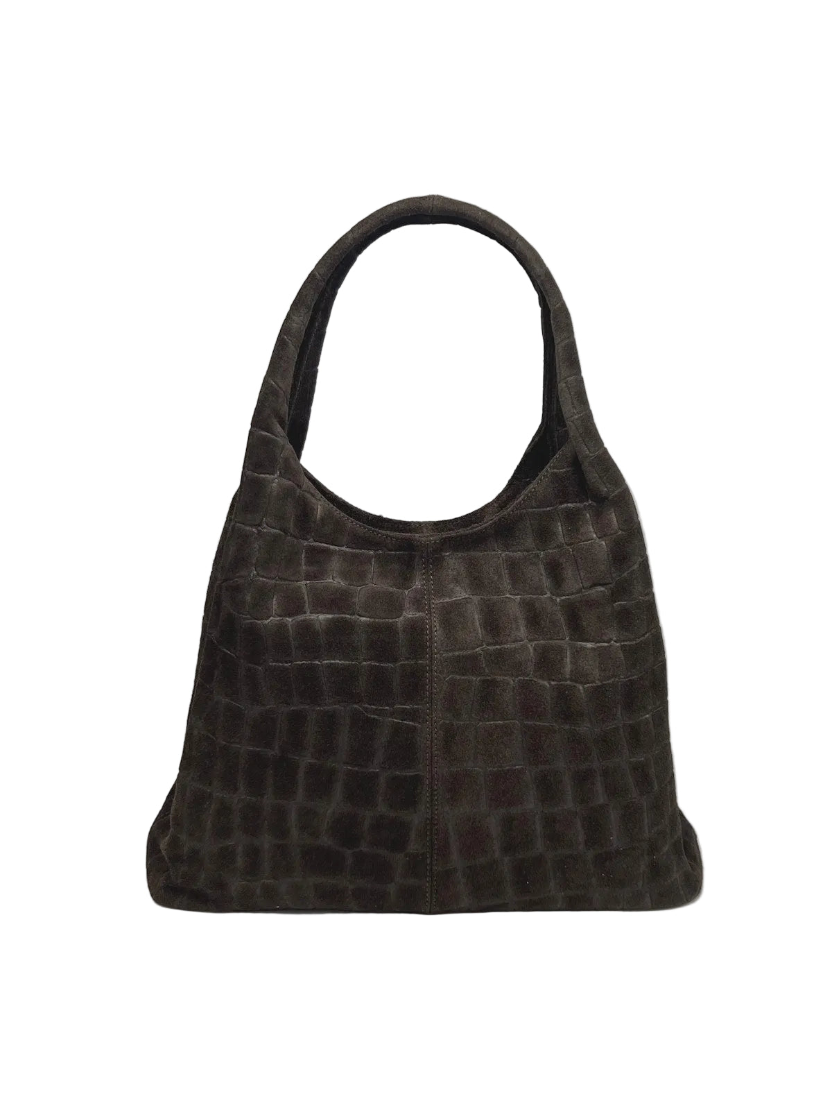 Genuine Suede Croc-Embossed Hobo Bag, Made in Italy, art. 112810