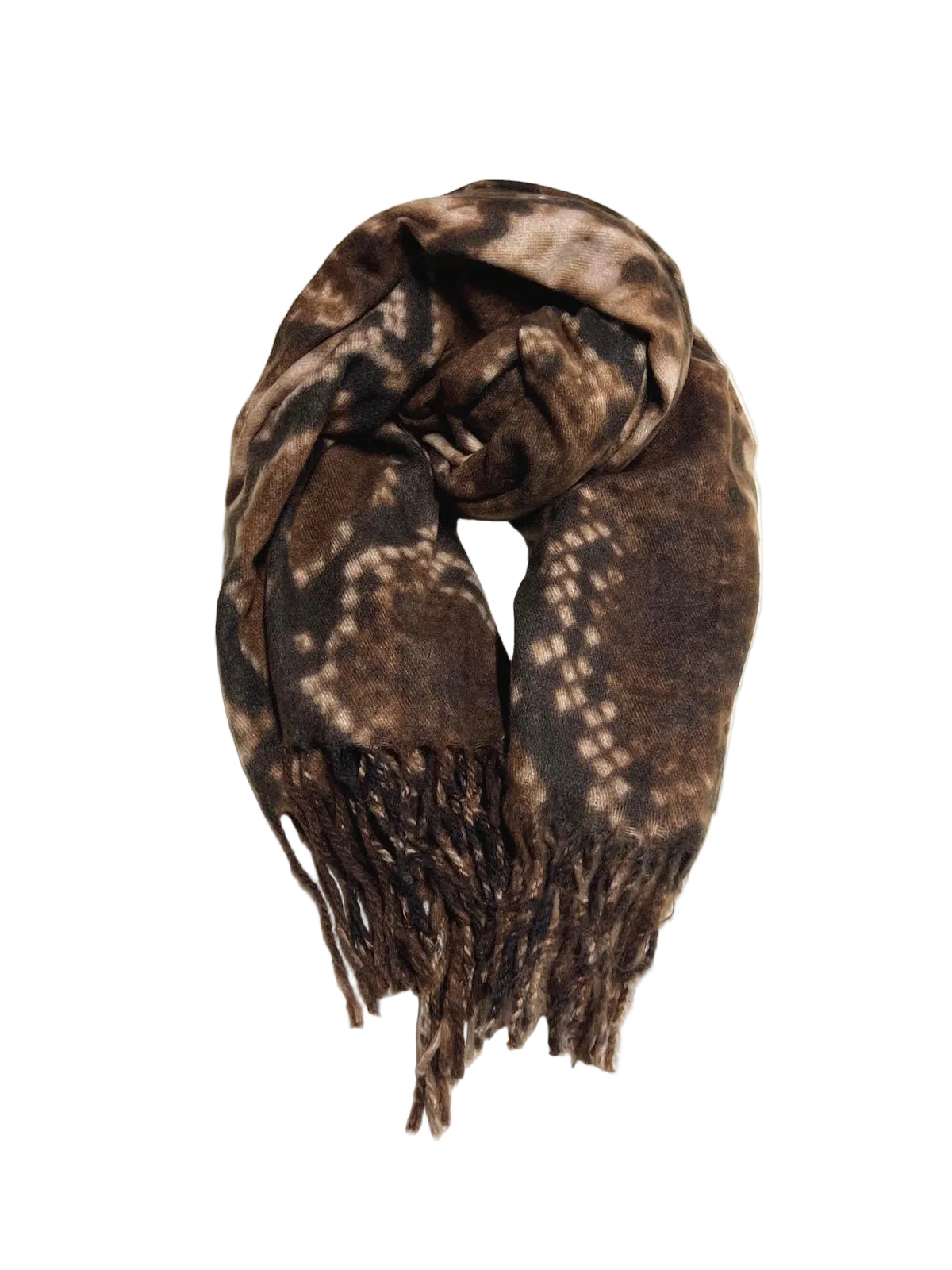 Christmas Gift for Her | Warm Square Snakeskin Print Fringed scarf with Plush Gift Bag, art. 262083