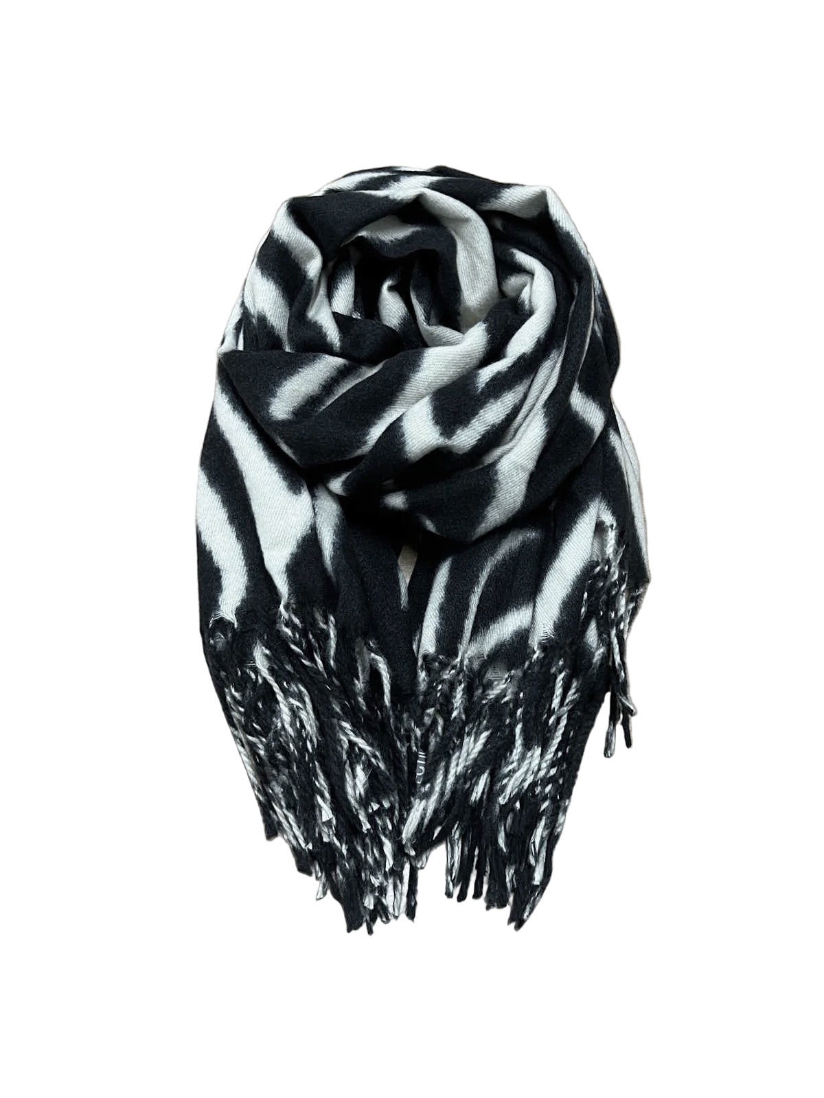 Christmas Gift for Her | Warm Zebra Print Square Fringed Scarf with Plush Gift Bag, art. 262085A