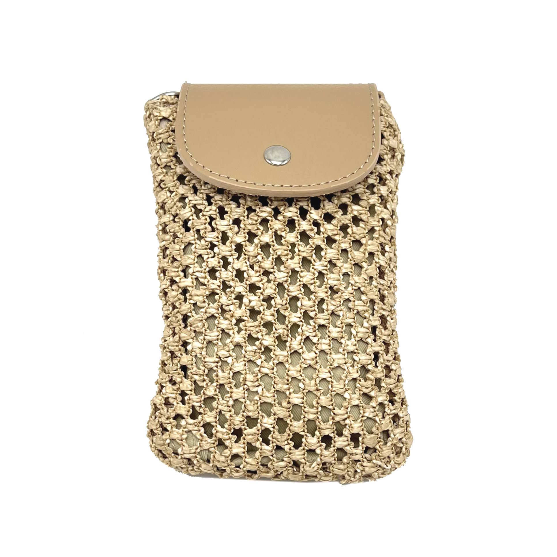 Summer collection, Leather and straw phone bag, Made in Italy, art. 112574