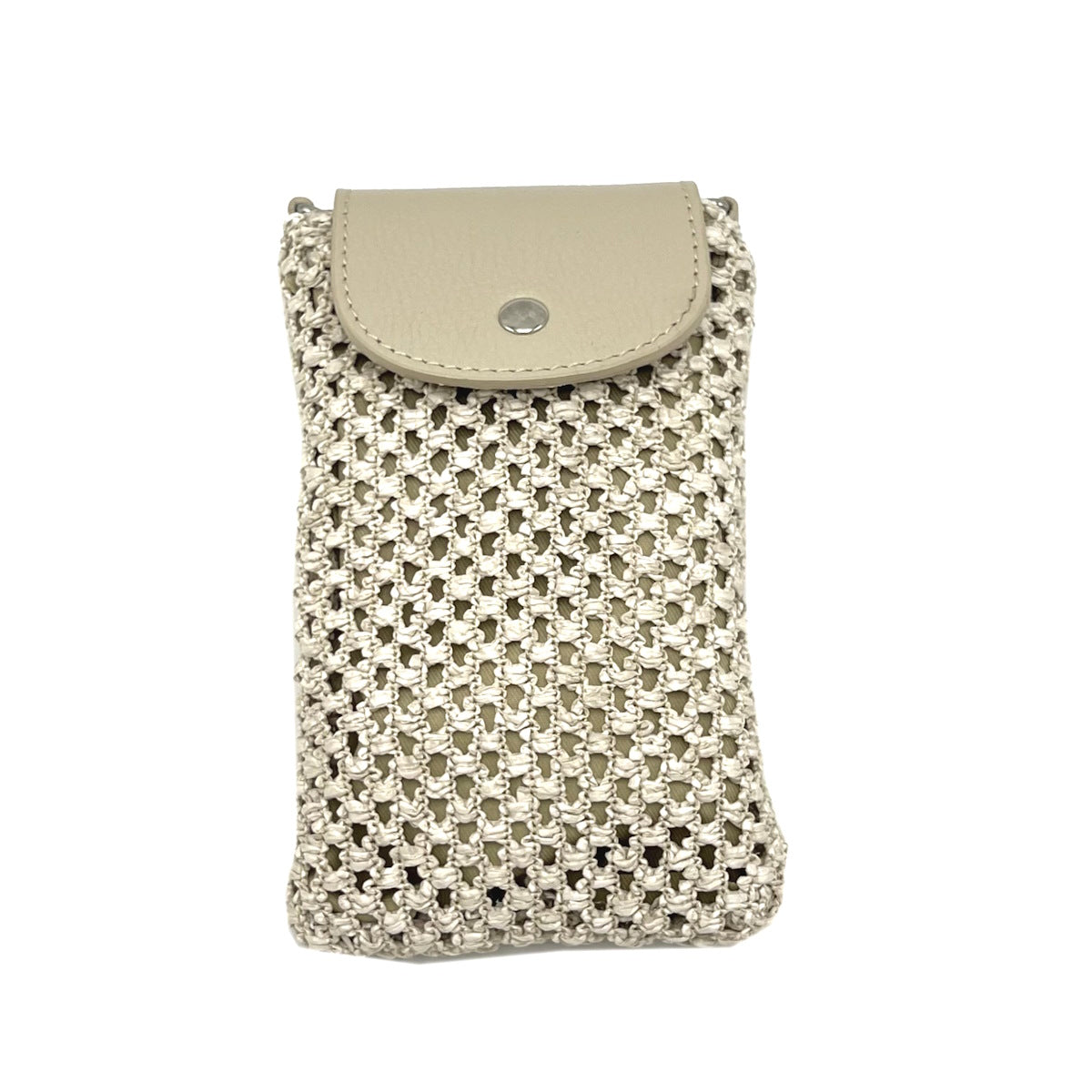 Summer collection, Leather and straw phone bag, Made in Italy, art. 112574