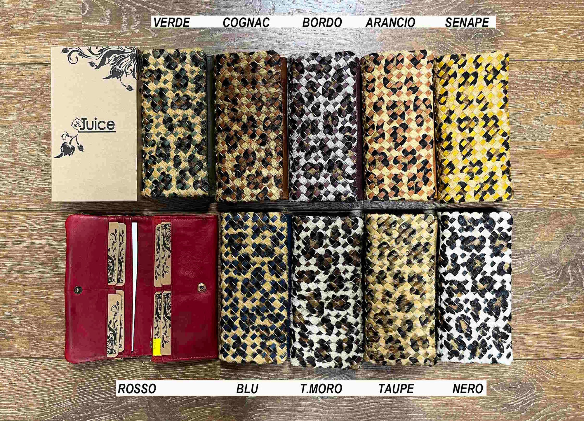 Portafoglio intrecciato in pelle di vitello art.  LE1033.422