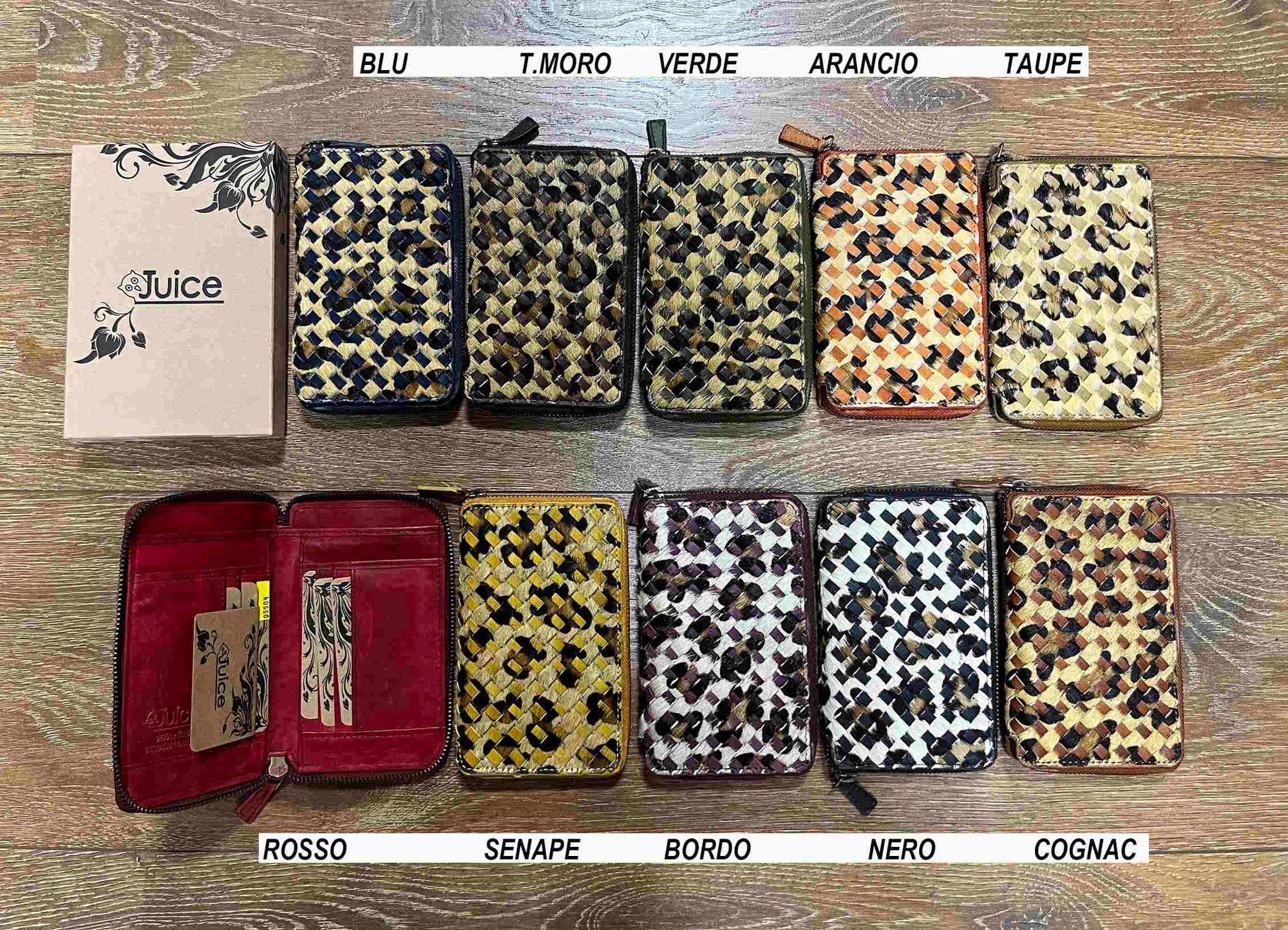 Portafoglio intrecciato in pelle lavata di vitello art.  LE1036.422