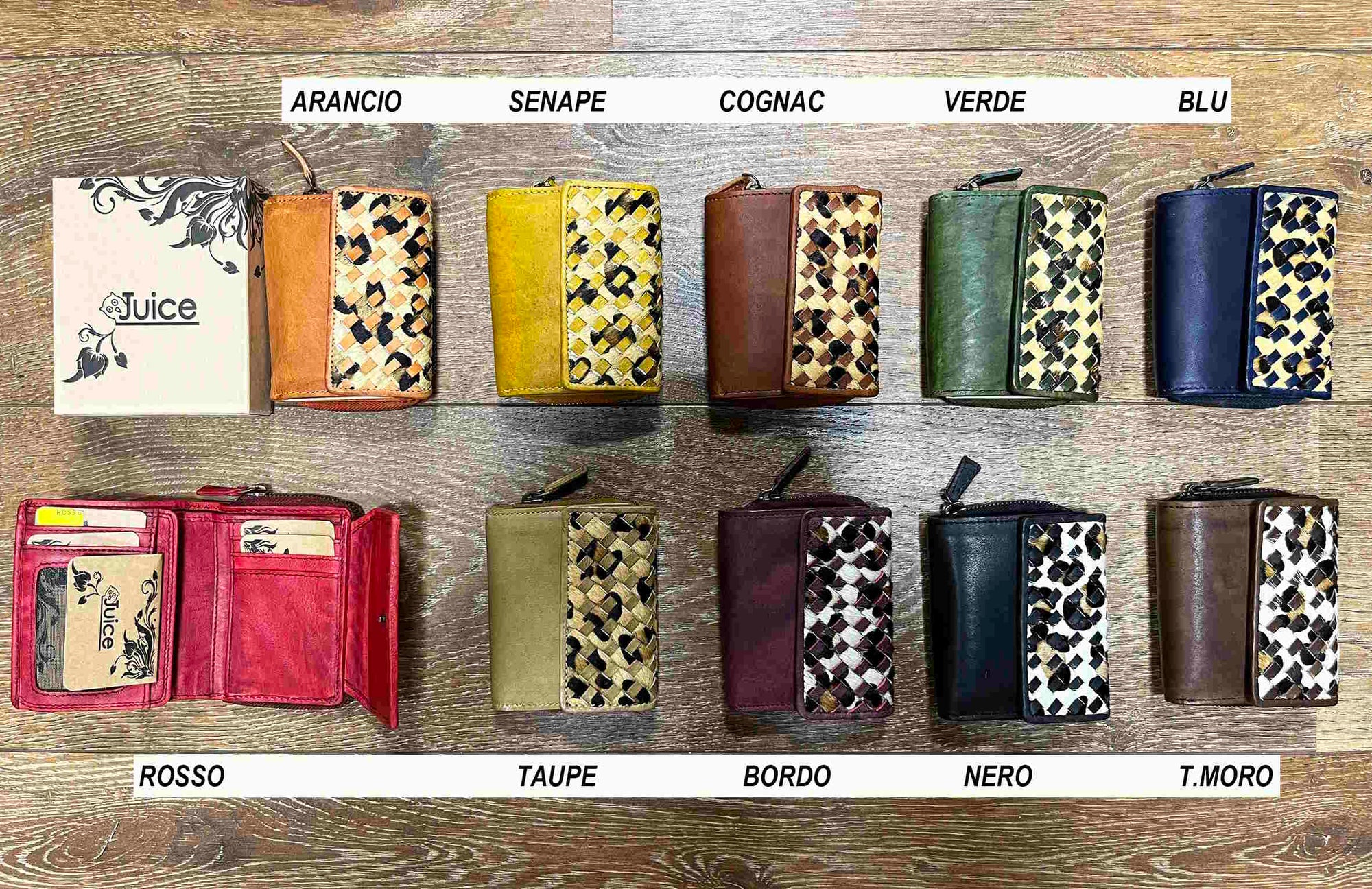 Portafoglio intrecciato in pelle di vitello art.  LE501.422