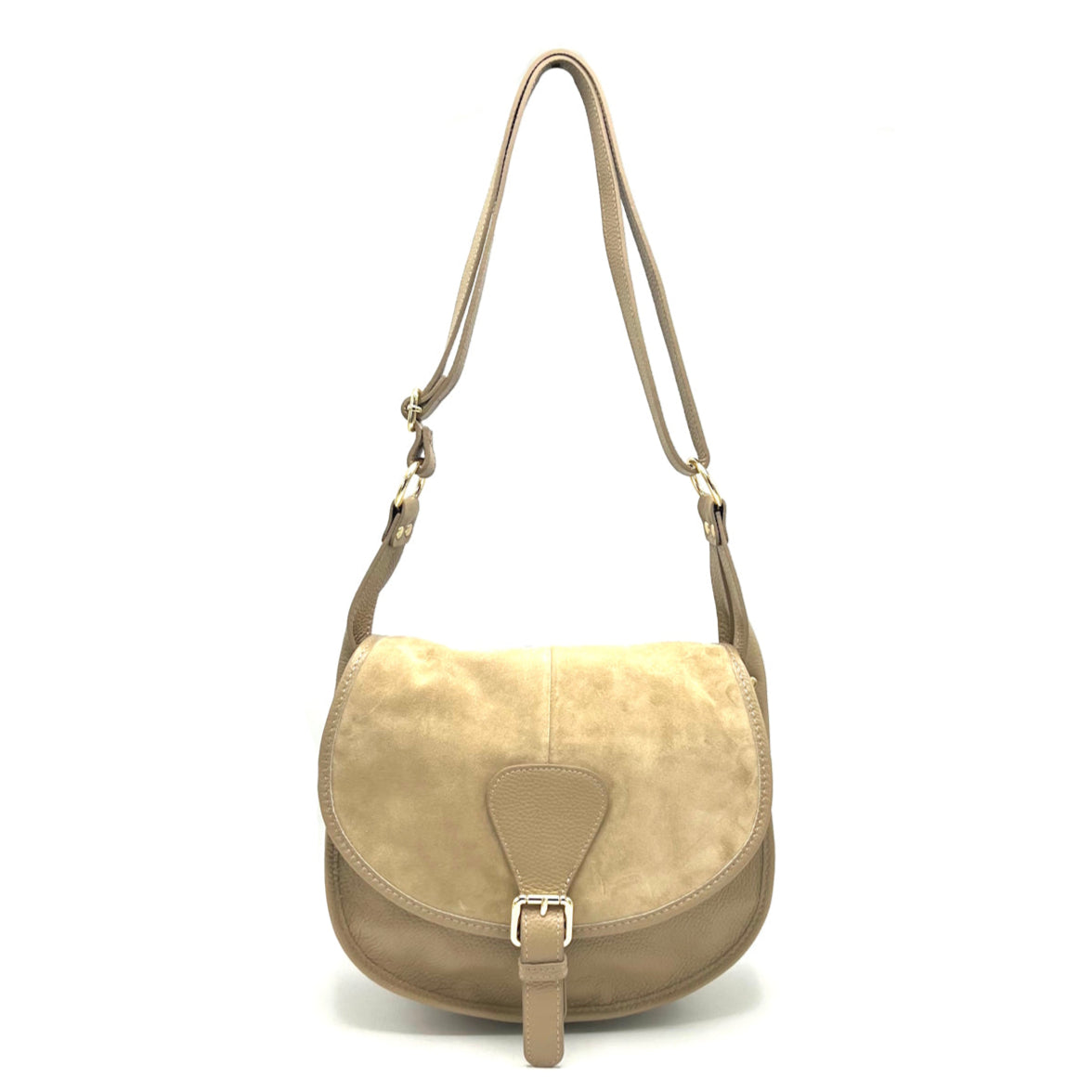 Suede leather saddle bag, Made in Italy, art. 112642