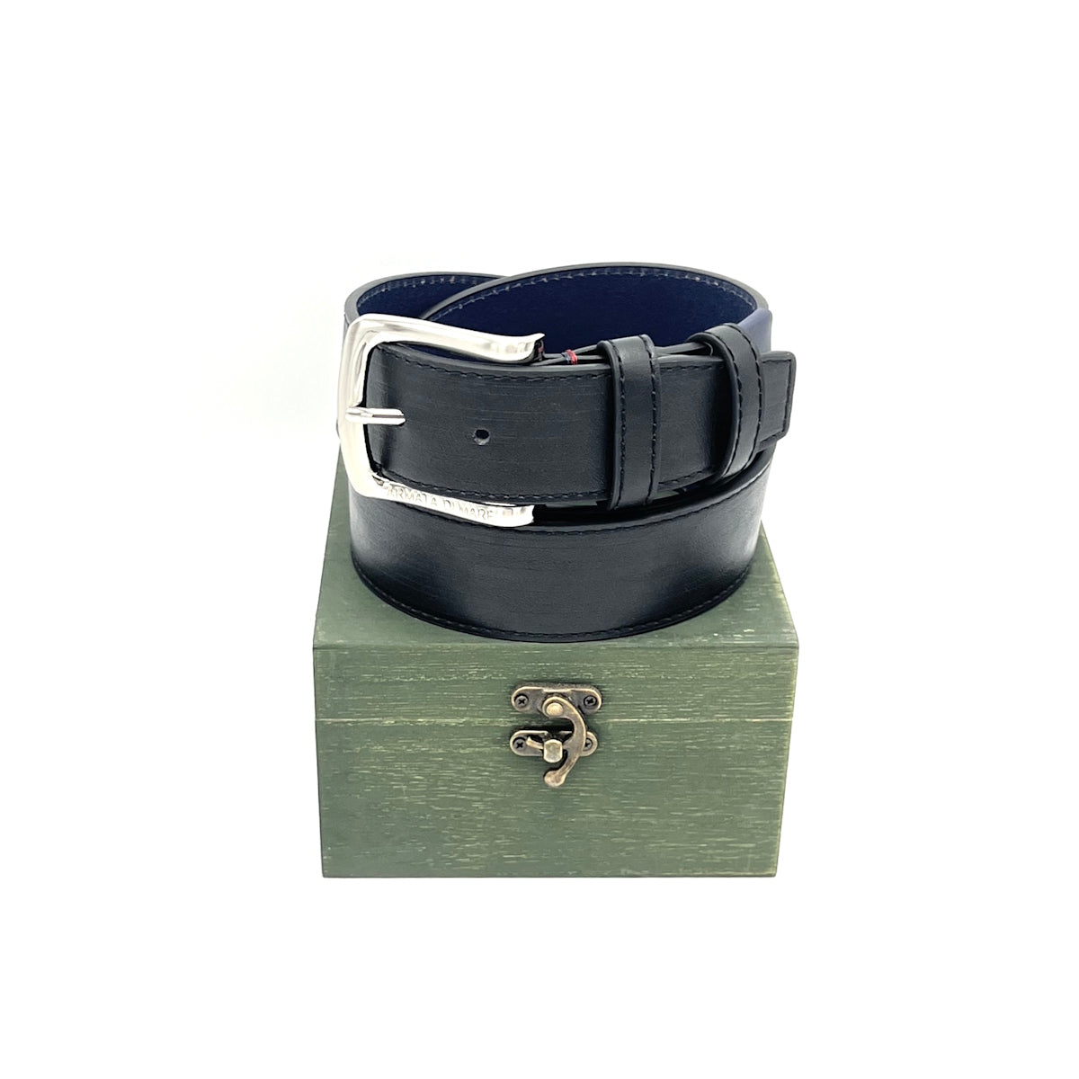 Christmas Gifts Idea, Leather Belt with Woolden Box, Armata di Mare, art.IDK999-40