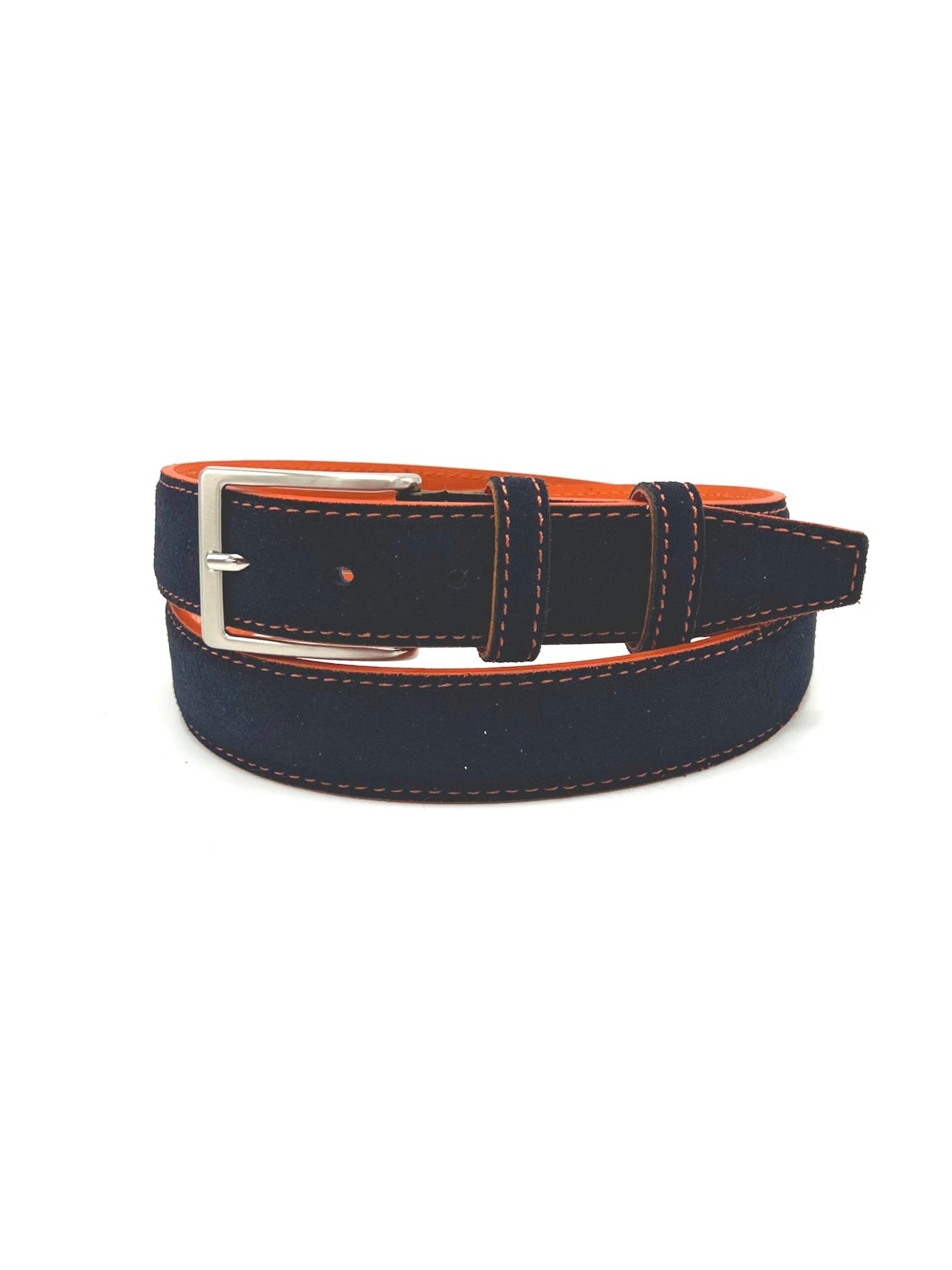 Men's Genuine Suede Leather Belt with Classic Pin Buckle - Made in Italy, Suie Valentini, art. 2021