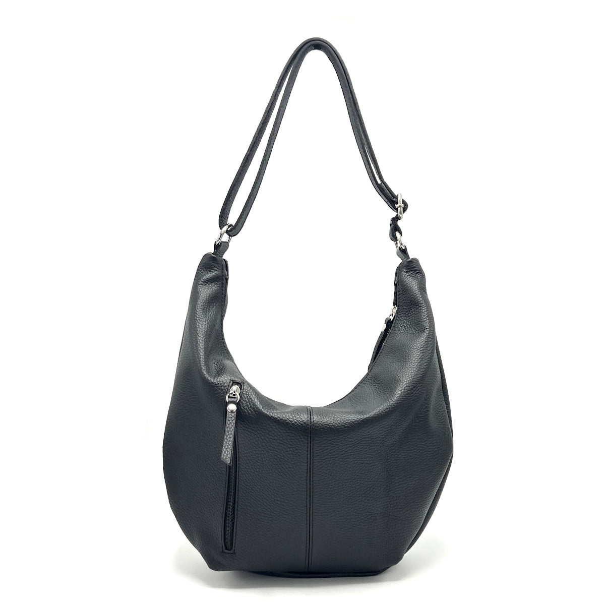Genuine leather hobo bag, Made in Italy, art. 112658