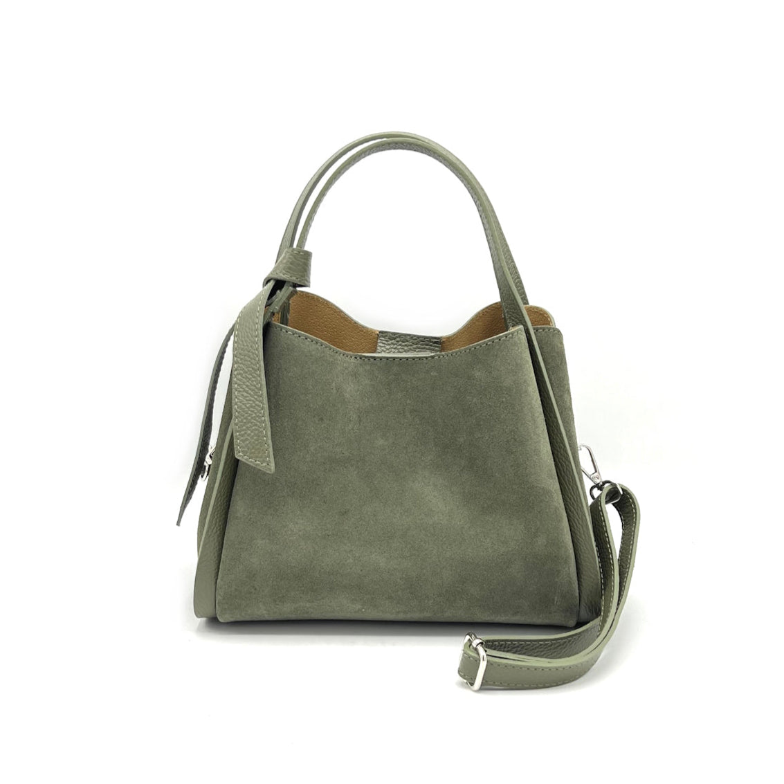 Suede leather handbag with crossbody strap, Made in Italy, art. 112638